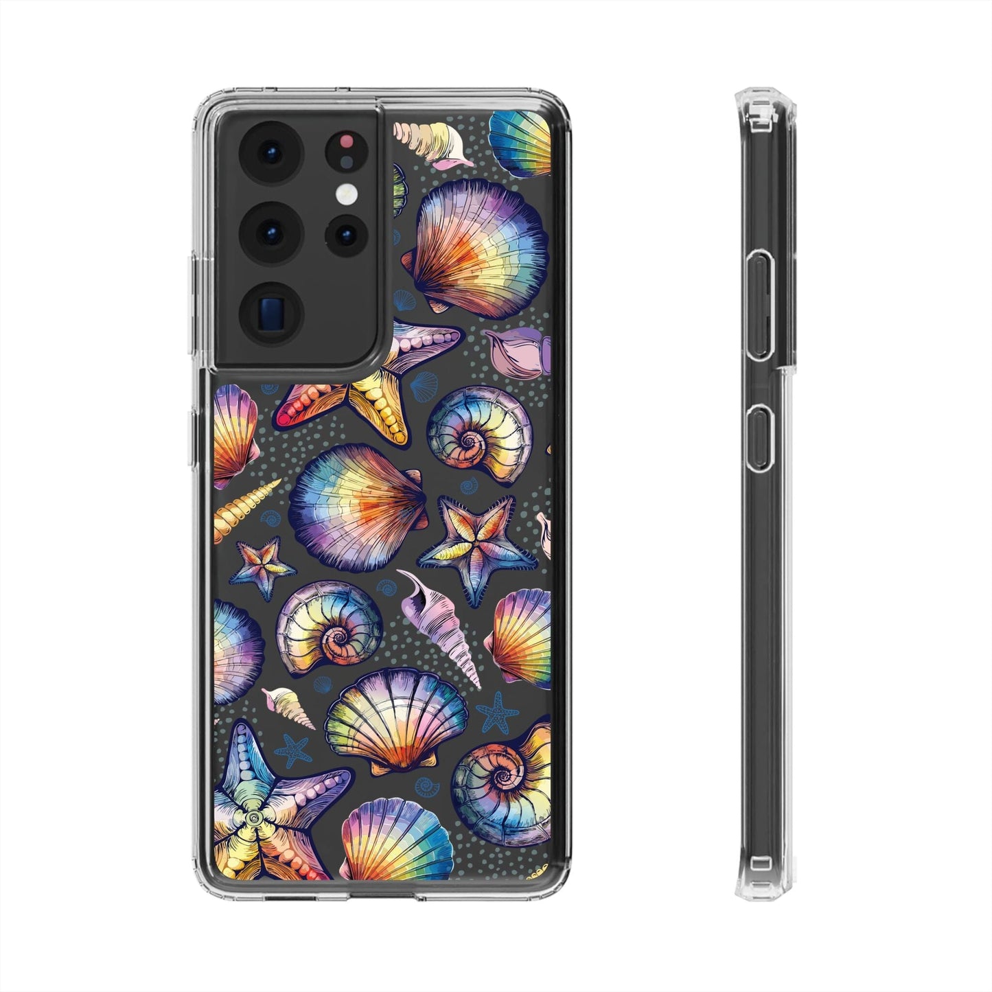Rainbow Seashell Clear Phone Cases • Designed to fit most iPhone and Samsung Phones Phone Case Printify Samsung Galaxy S21 Ultra Without gift packaging