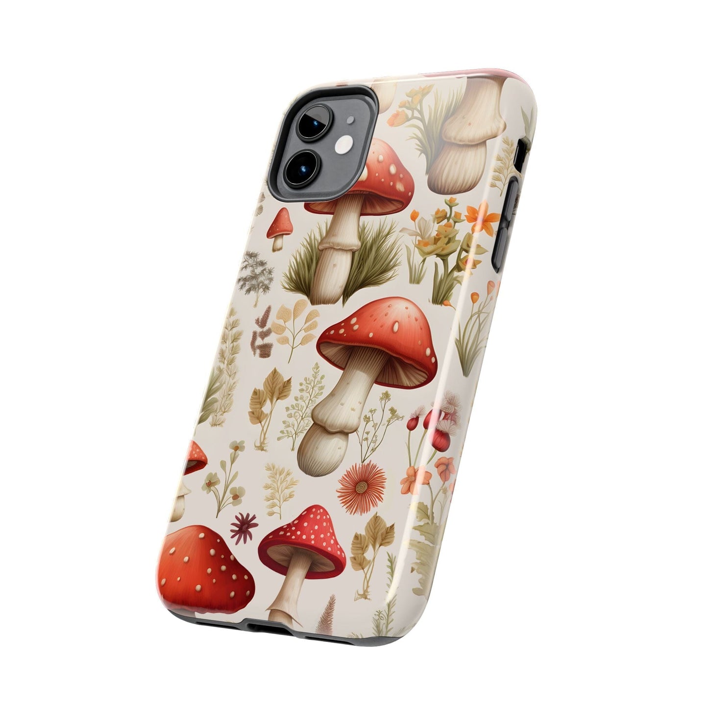 Folk Art Cottagecore Mushroom Phone Cases, Boho Retro Tough Phone Cases Compatible with most iPhone and Samsung Galaxy Models Phone Case Printify