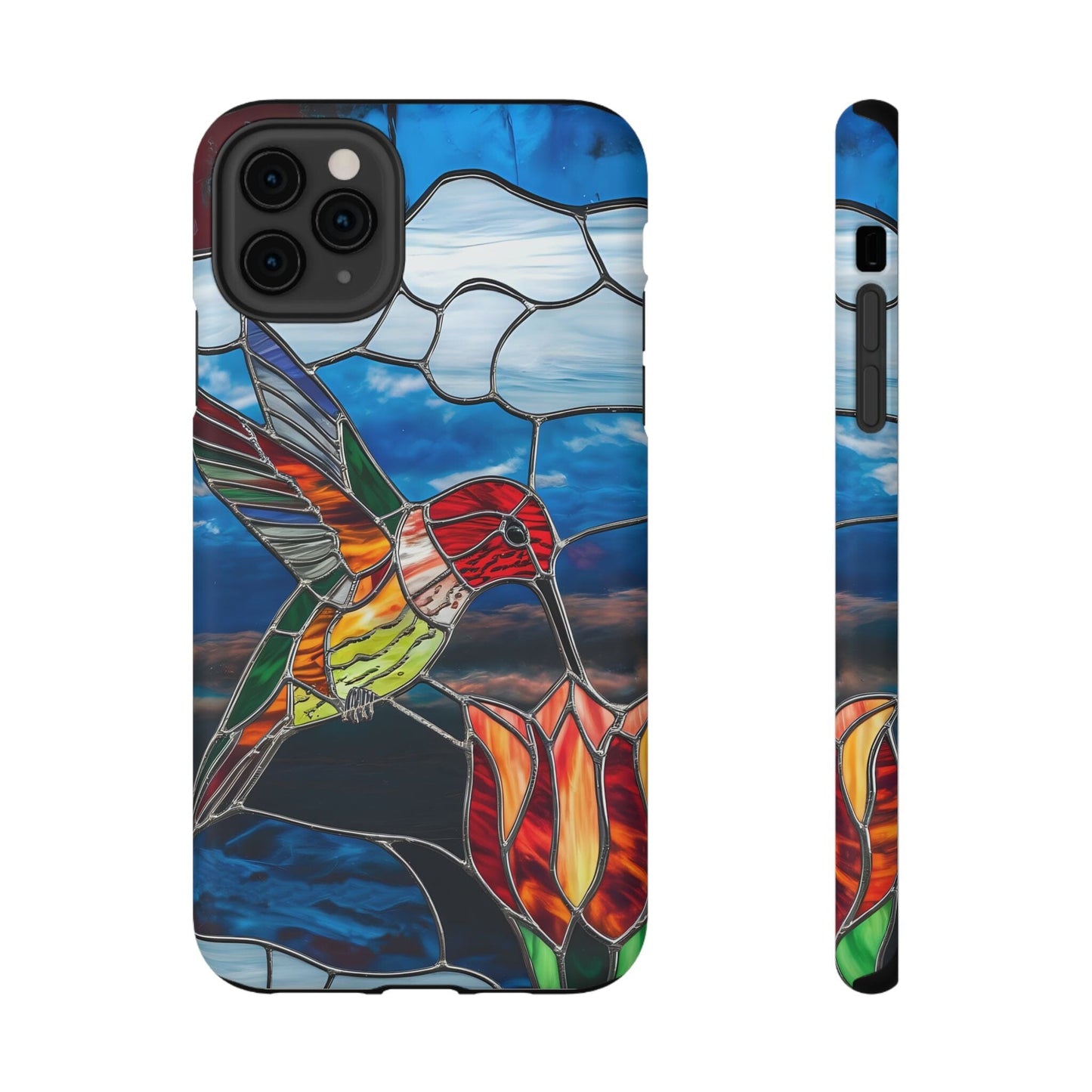 Stained Glass Humming Bird Phone Case, Tough Phonecase designed to fit iPhone and Galaxy Bird Lover Gifts Phone Case Printify iPhone 11 Pro Max Matte Without gift packaging