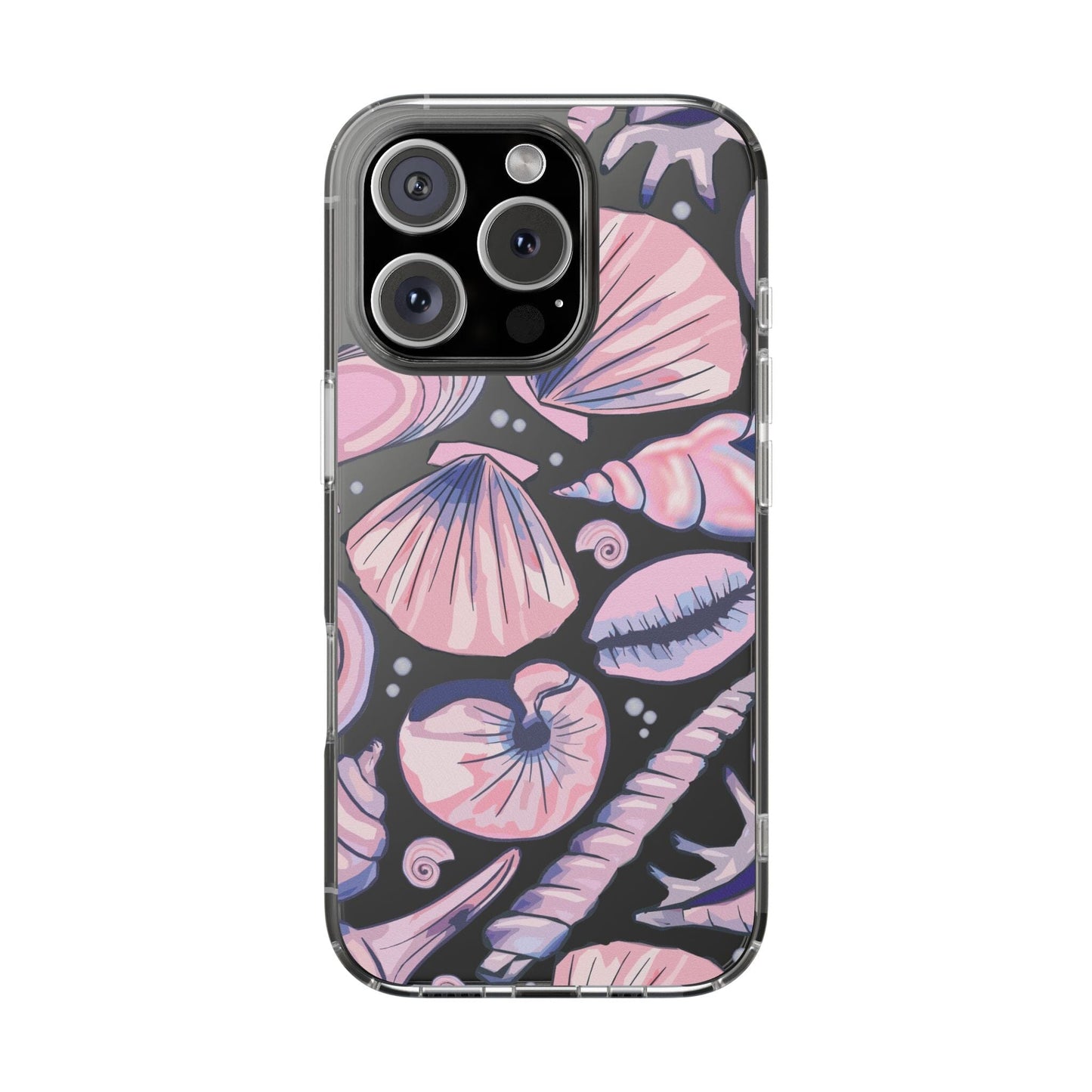 Ocean-Inspired Clear Phone Case, Coastal Aesthetic, Shells Pattern, Summer Vibes iPhone 16 Pro Case, iPhone 15, iPhone 14, Samsung Galaxy Phone Case Printify iPhone 16 Pro Without gift packaging