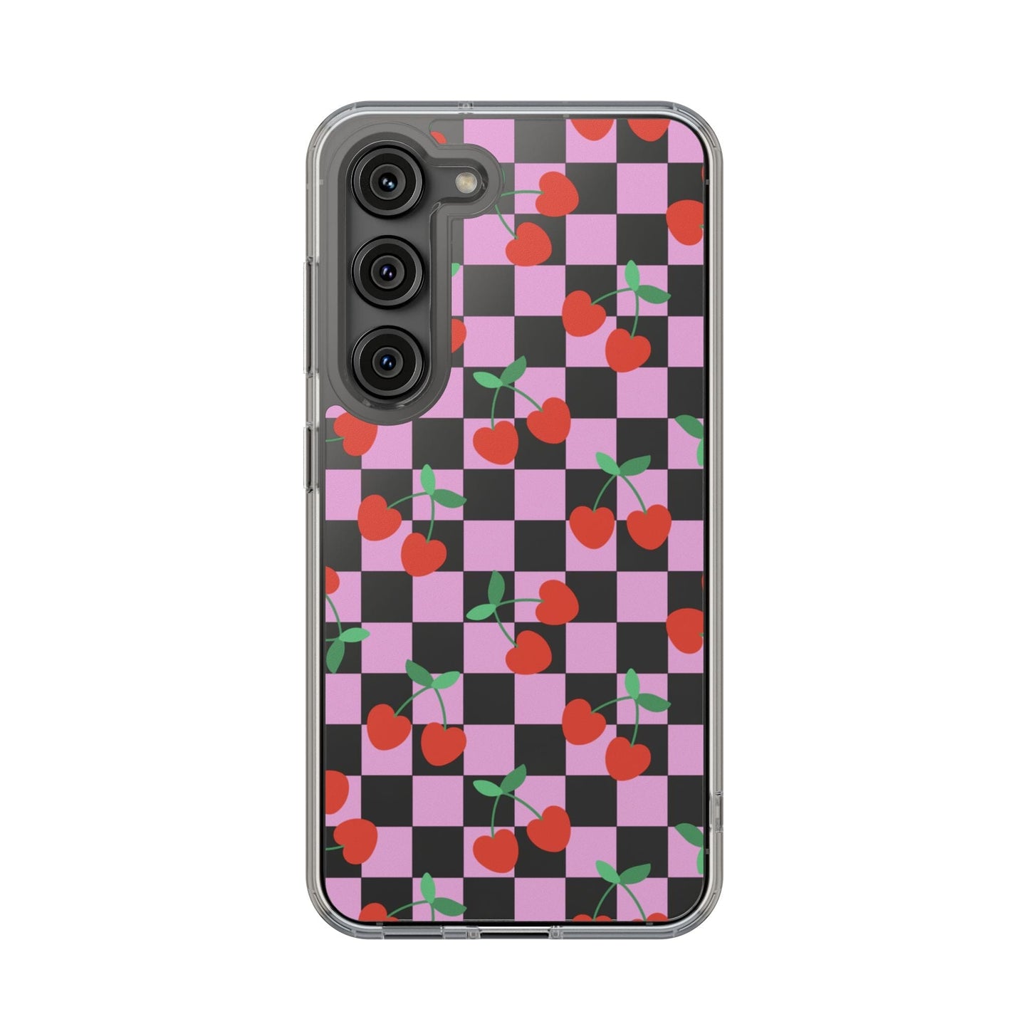 iPhone 16 Clear Case, Pink Checkered Cherry Phone Case • y2K Aesthetic Phone Cases Designed to fit most iPhone and Samsung Models Phone Case Printify Samsung Galaxy S23 Without gift packaging