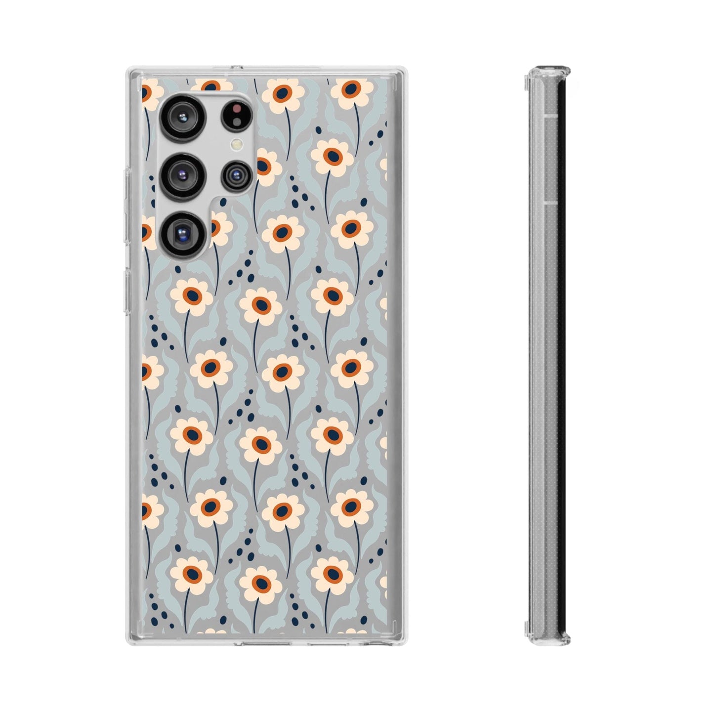 Retro Daisies Clear Phone Case • Designed to fit Most iPhone and Samsung Phones Phone Case Printify Samsung Galaxy S22 Ultra Without gift packaging