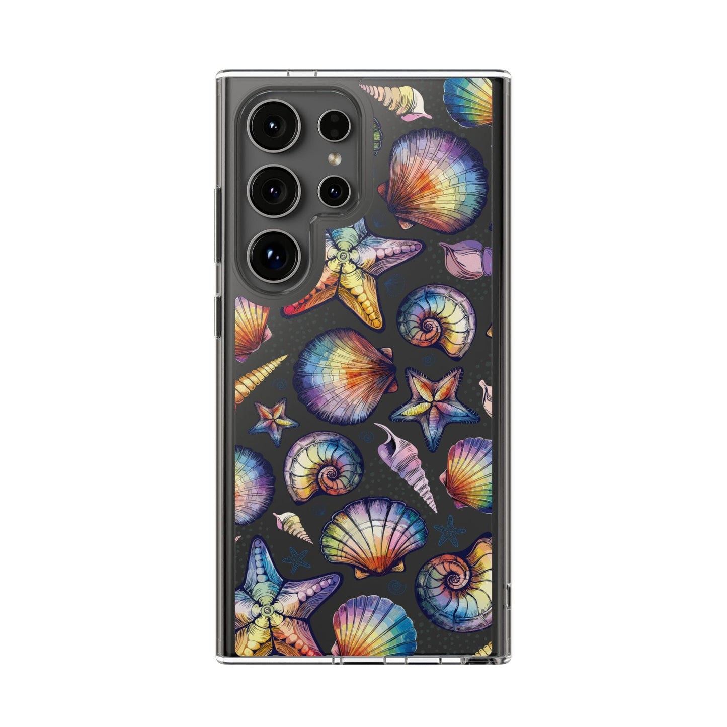 Rainbow Seashell Clear Phone Cases • Designed to fit most iPhone and Samsung Phones Phone Case Printify Samsung Galaxy S24 Ultra Without gift packaging