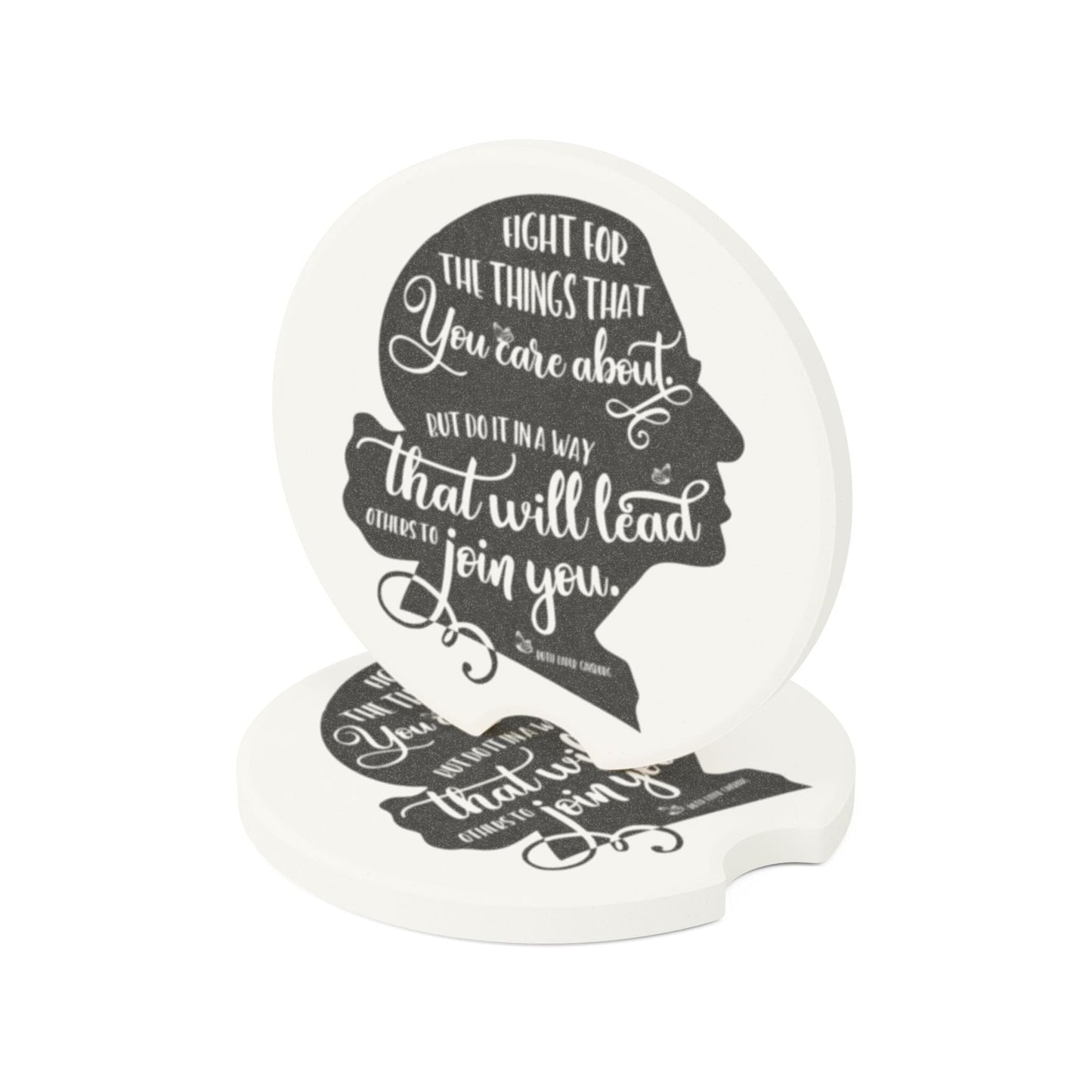 Ruth Bader Ginsburg Car Coaster, Inspirational Drink Cup Coaster • Fight for the Things You Care About Cute Car Accessories Home Decor Printify 2.6'' × 2.6" 2pcs
