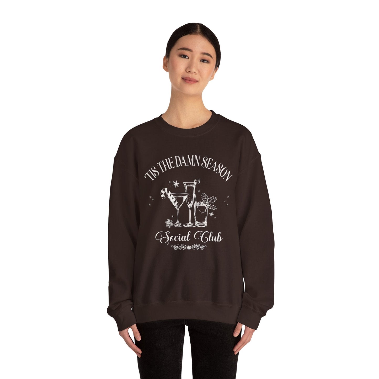 Tis The Damn Season Social Club Sweatshirt - Christmas Sweater Sweatshirt Printify