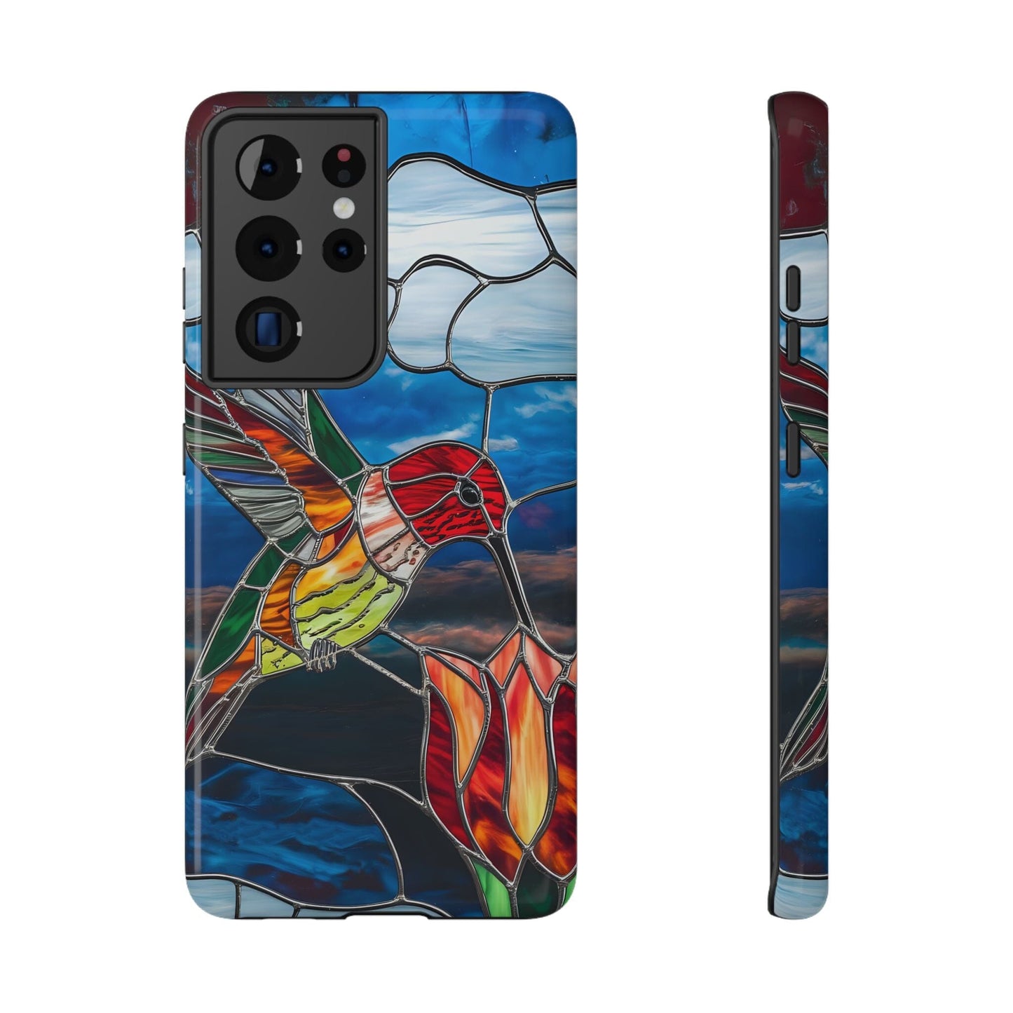 Stained Glass Humming Bird Phone Case, Tough Phonecase designed to fit iPhone and Galaxy Bird Lover Gifts Phone Case Printify Samsung Galaxy S21 Ultra Glossy Without gift packaging