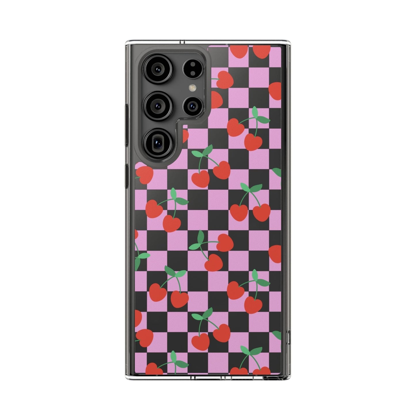 iPhone 16 Clear Case, Pink Checkered Cherry Phone Case • y2K Aesthetic Phone Cases Designed to fit most iPhone and Samsung Models Phone Case Printify Samsung Galaxy S23 Ultra Without gift packaging