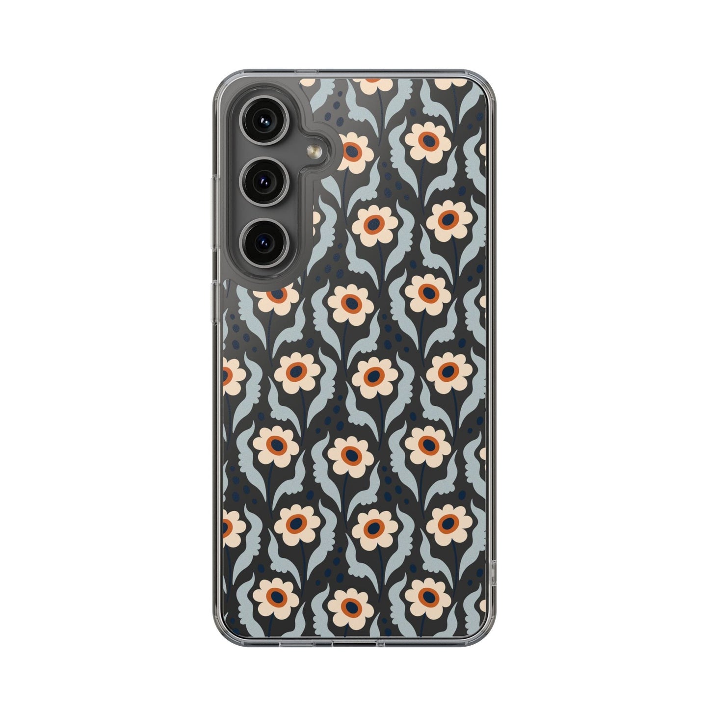 Retro Daisies Clear Phone Case • Designed to fit Most iPhone and Samsung Phones Phone Case Printify Samsung Galaxy S24 Plus Without gift packaging