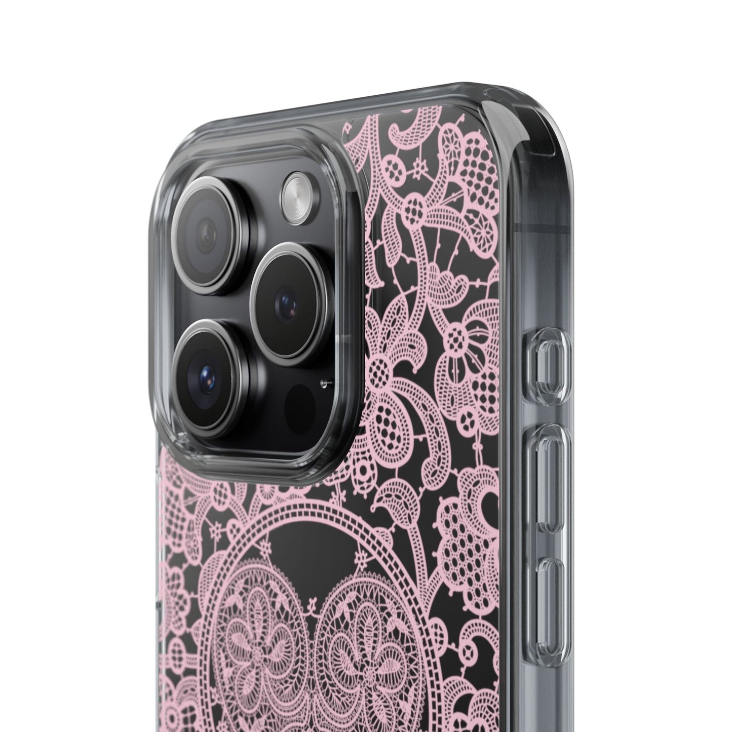 Pink Lace Coquette Phone Case • Clear Phone Case Designed to fit most iPhone and Samsung Phones Phone Case Printify