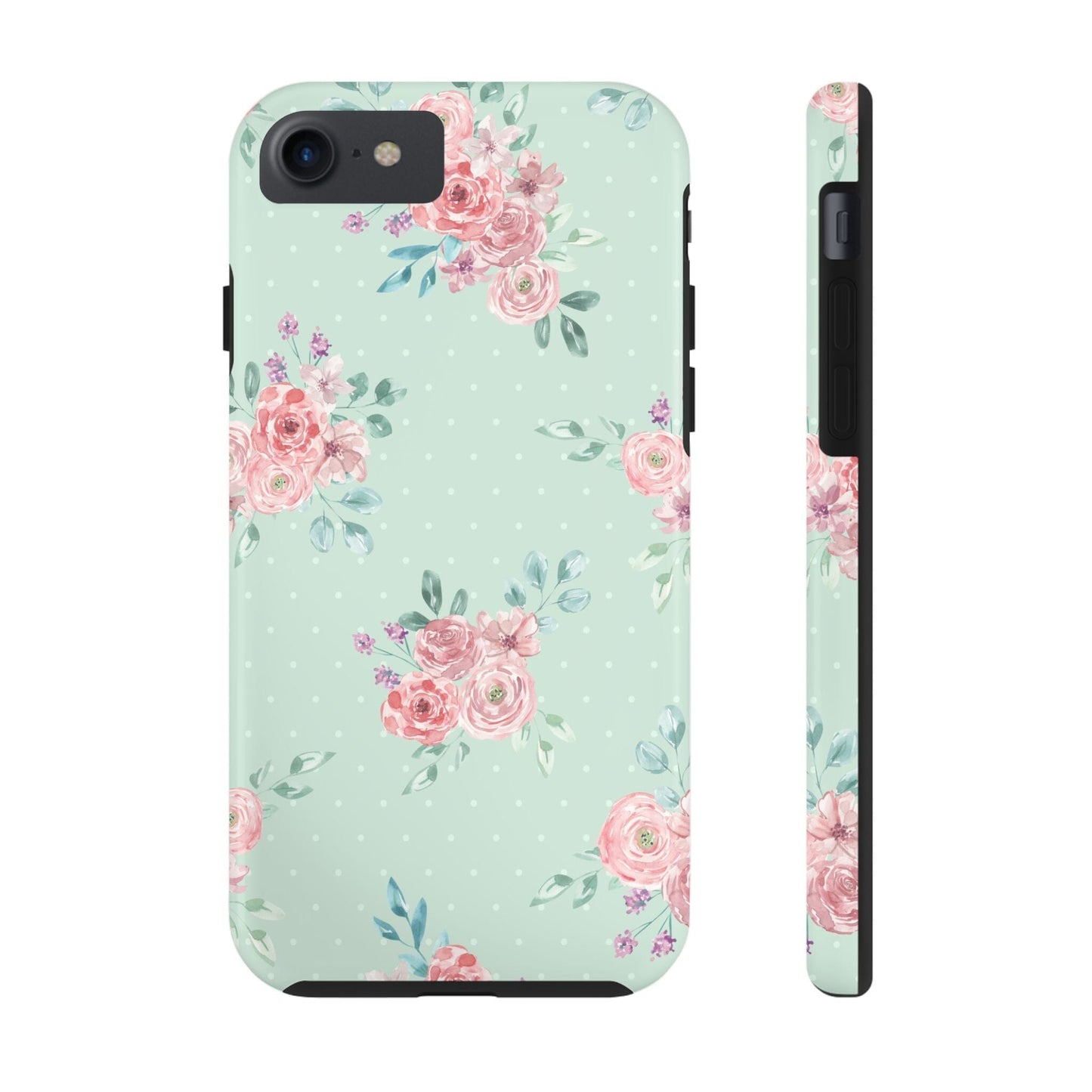Green Floral Phone Case, Summer Flower Phonecases, Coquette Aesthetic iPhone Case for 15 14 13 12 Cell Phone Covers Phone Case Printify iPhone 7, iPhone 8, iPhone SE
