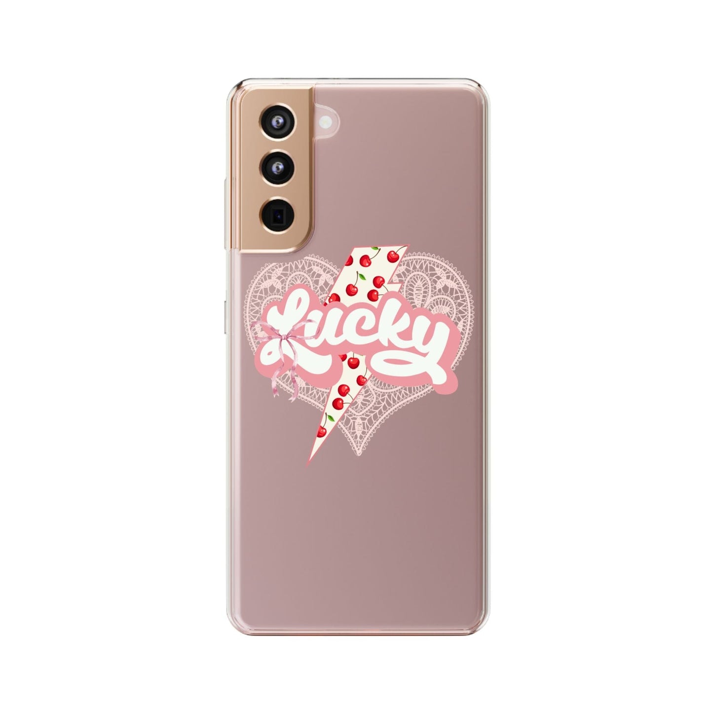 Lucky Girl Coquette Phone Case, Fits iPhone and Samsung Phones, Clear Case Phone Case Printify Samsung Galaxy S21 With gift packaging