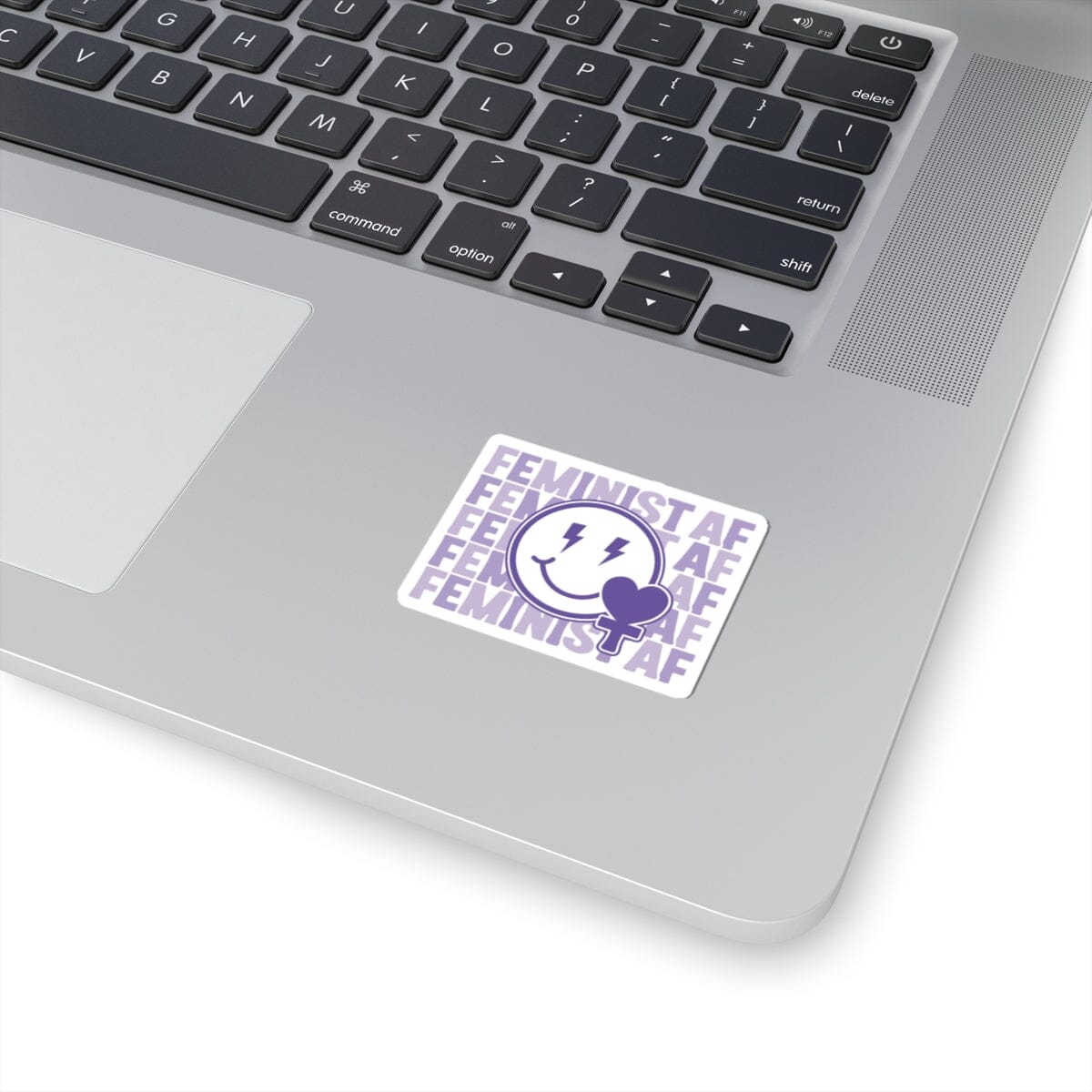 Feminist Stickers, Smiling Face Sticker Paper products Printify 2" × 2" White