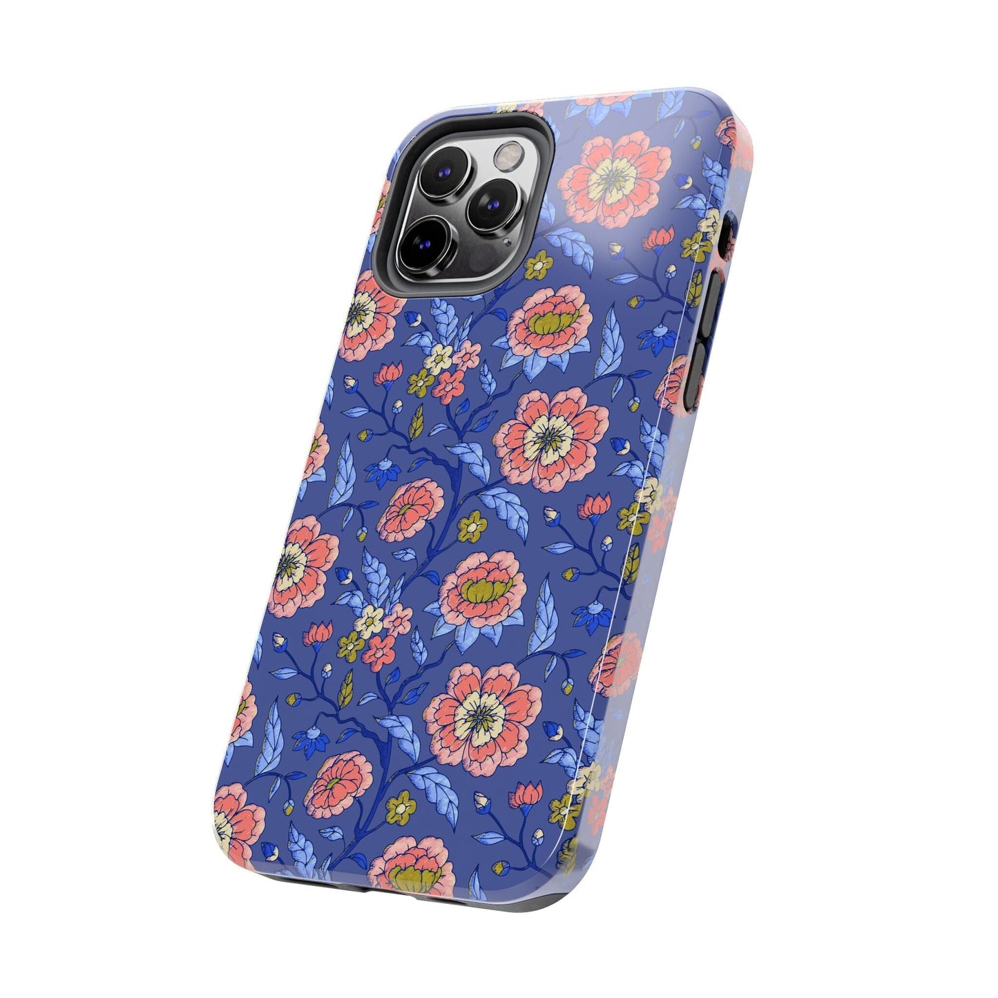 Floral iPhone 16 Case, Preppy Chinoiserie Pattern • Tough Phone Case Designed to Fit Most iPhone and Samsung Models Phone Case Printify iPhone 12 Pro
