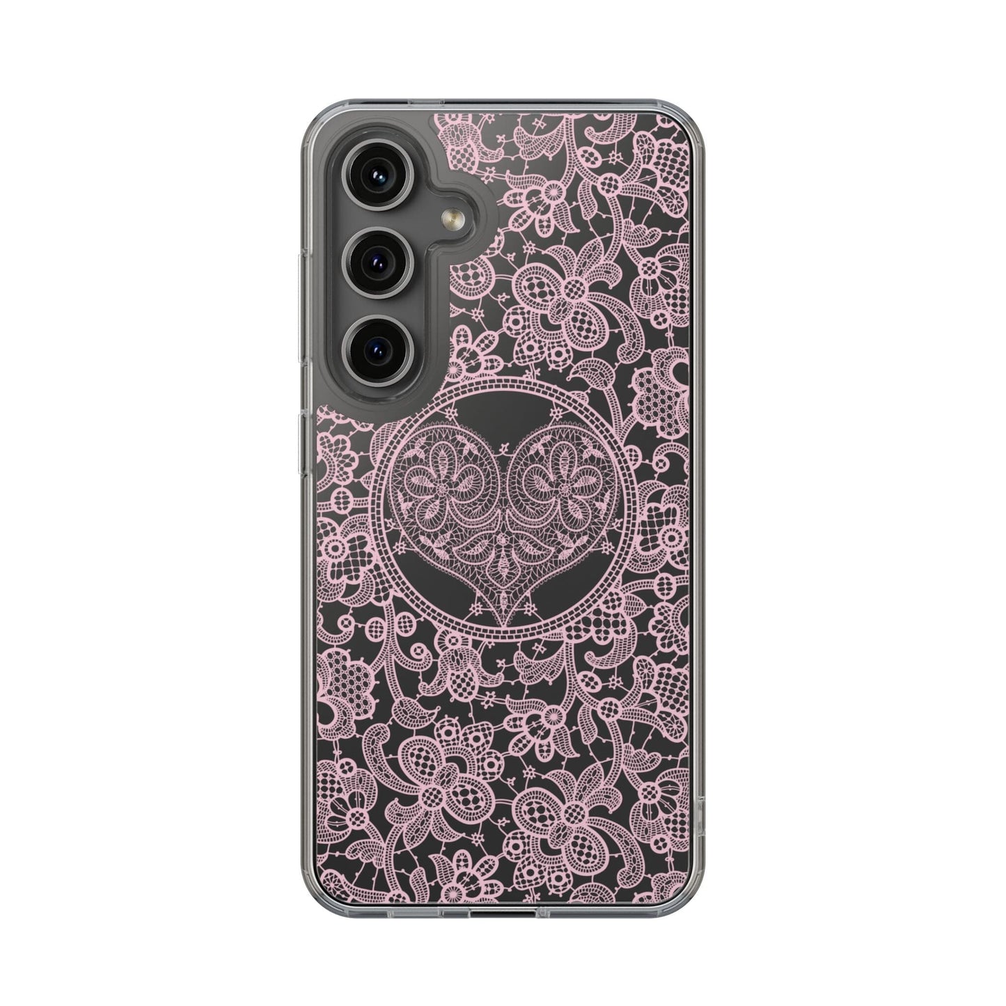 Pink Lace Coquette Phone Case • Clear Phone Case Designed to fit most iPhone and Samsung Phones Phone Case Printify Samsung Galaxy S24 Without gift packaging