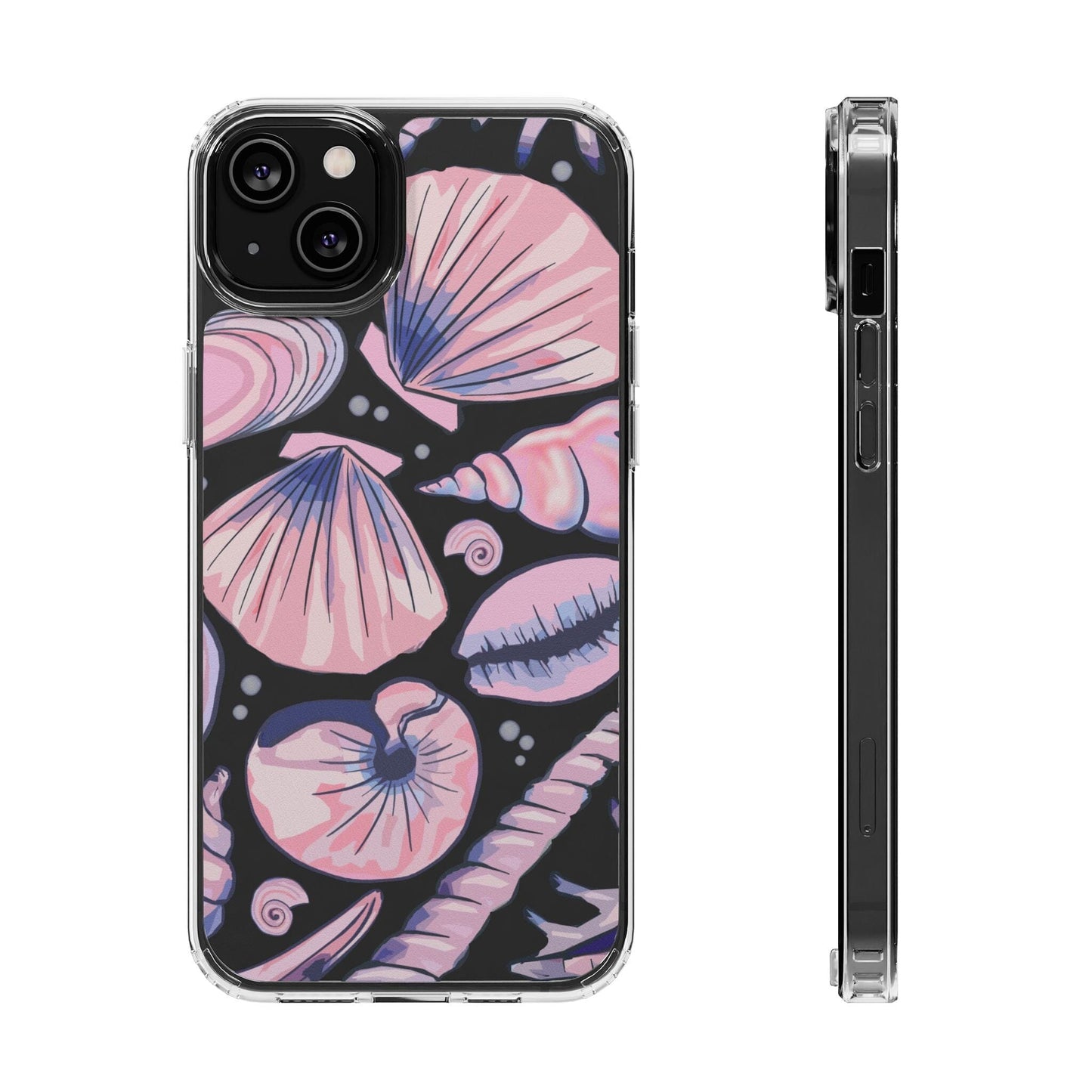 Ocean-Inspired Clear Phone Case, Coastal Aesthetic, Shells Pattern, Summer Vibes iPhone 16 Pro Case, iPhone 15, iPhone 14, Samsung Galaxy Phone Case Printify iPhone 14 Plus Without gift packaging