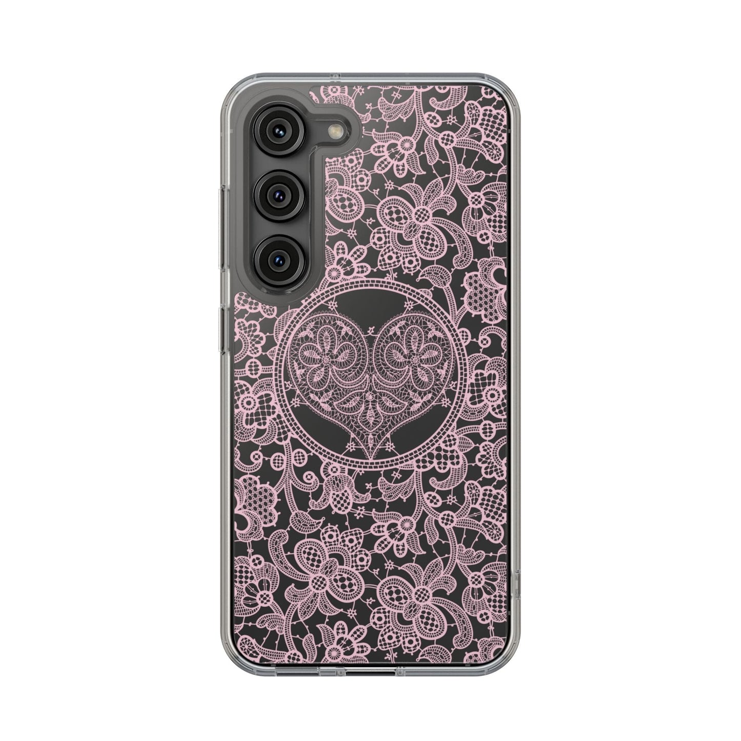 Pink Lace Coquette Phone Case • Clear Phone Case Designed to fit most iPhone and Samsung Phones Phone Case Printify Samsung Galaxy S23 Without gift packaging
