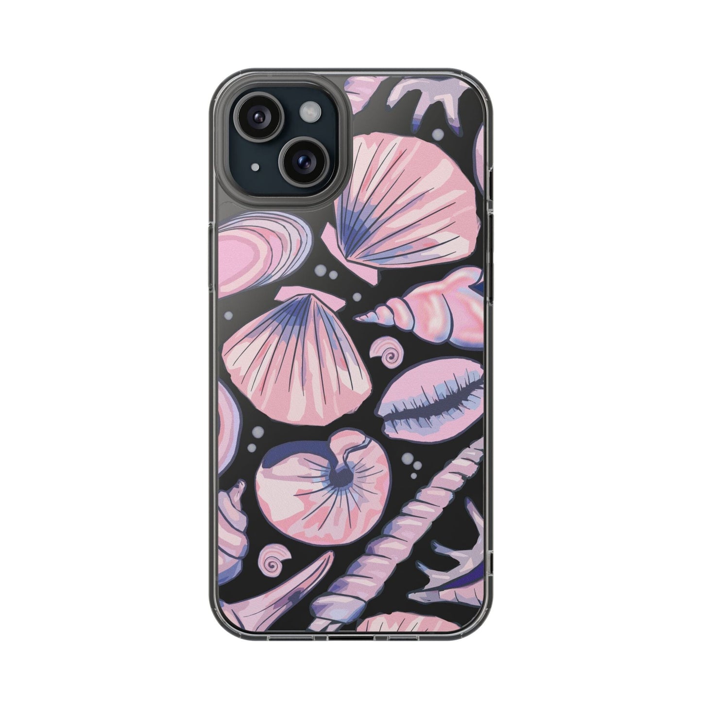 Ocean-Inspired Clear Phone Case, Coastal Aesthetic, Shells Pattern, Summer Vibes iPhone 16 Pro Case, iPhone 15, iPhone 14, Samsung Galaxy Phone Case Printify iPhone 15 Plus Without gift packaging