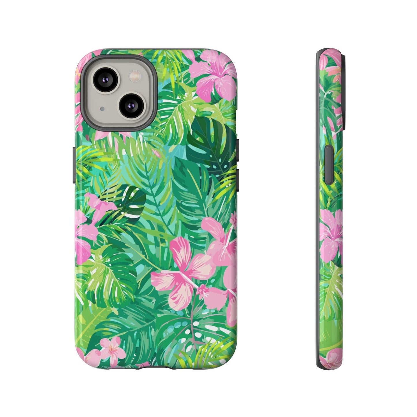 Tropical Pink Phone Case • Designed to Fit Most iPhone, Samsung and Google Models Phone Case Printify iPhone 14 Glossy
