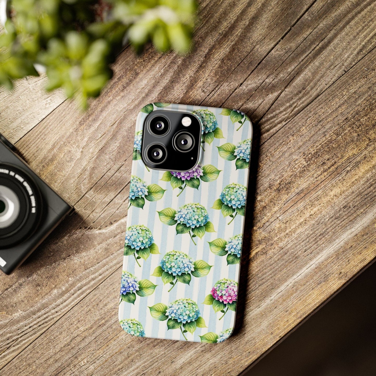 Floral Phone Case, Coastal Hydrangea Floral Phone Case, French Blue Vanilla Girl Aesthetic ~ iPhone 12, iPhone 13, iPhone 14, iPhone 15 Phone Case Printify