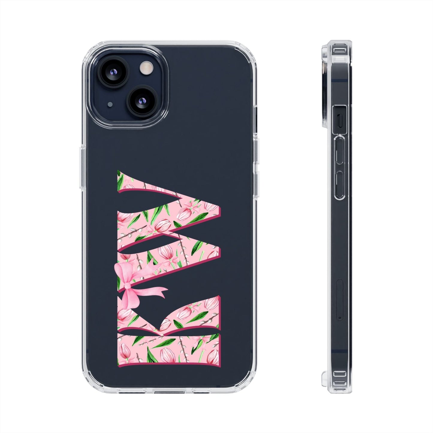 Initials iPhone 16 Pro Case, Clear Phone Cases • Designed to fit Most iPhone and Samsung Phones Phone Case Printify iPhone 13 Without gift packaging