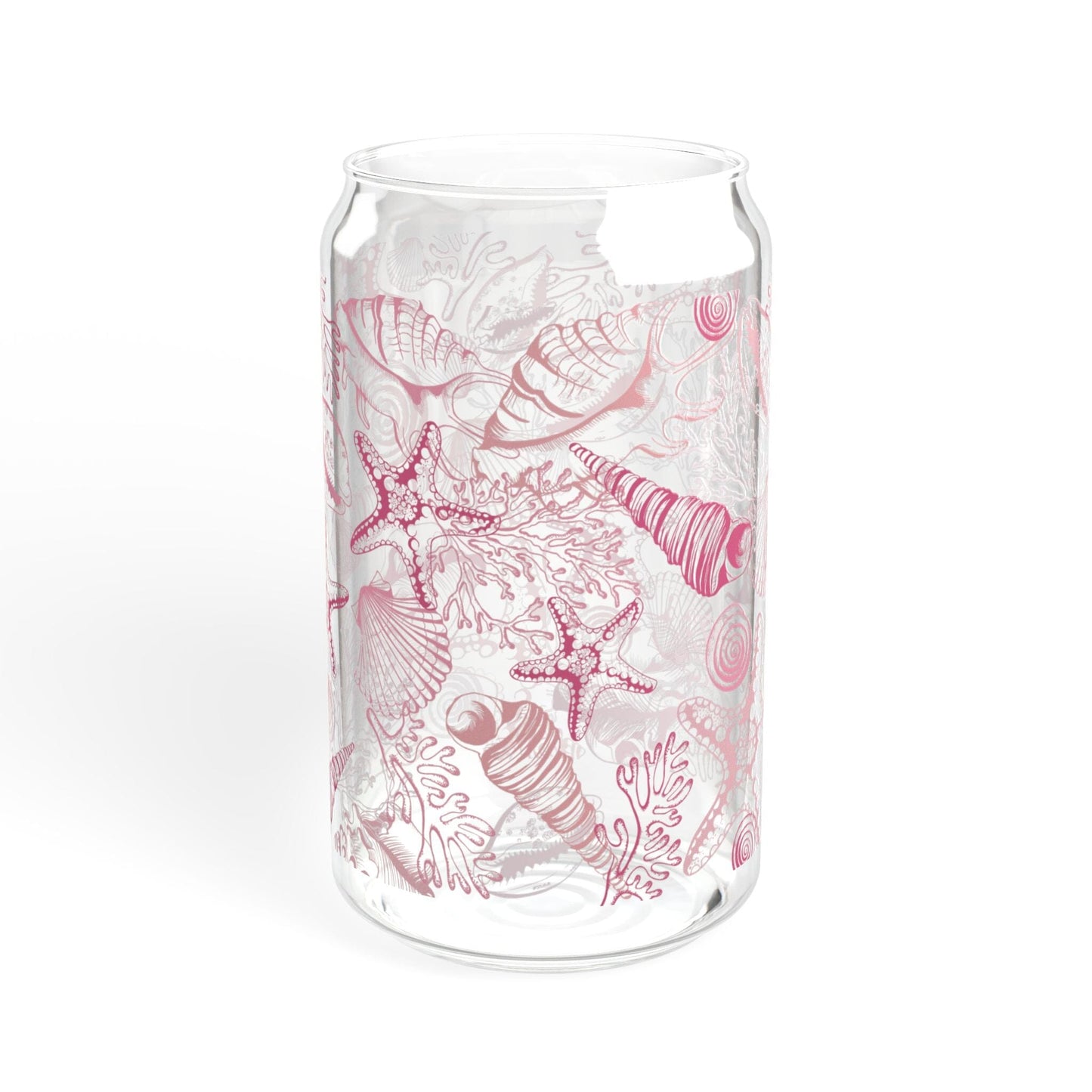 Beachy Shells Sipper Glass - 16oz, Eco-friendly Drinkware for Summer Parties and Coastal Vibes Mug Printify Without lid or straw 16oz