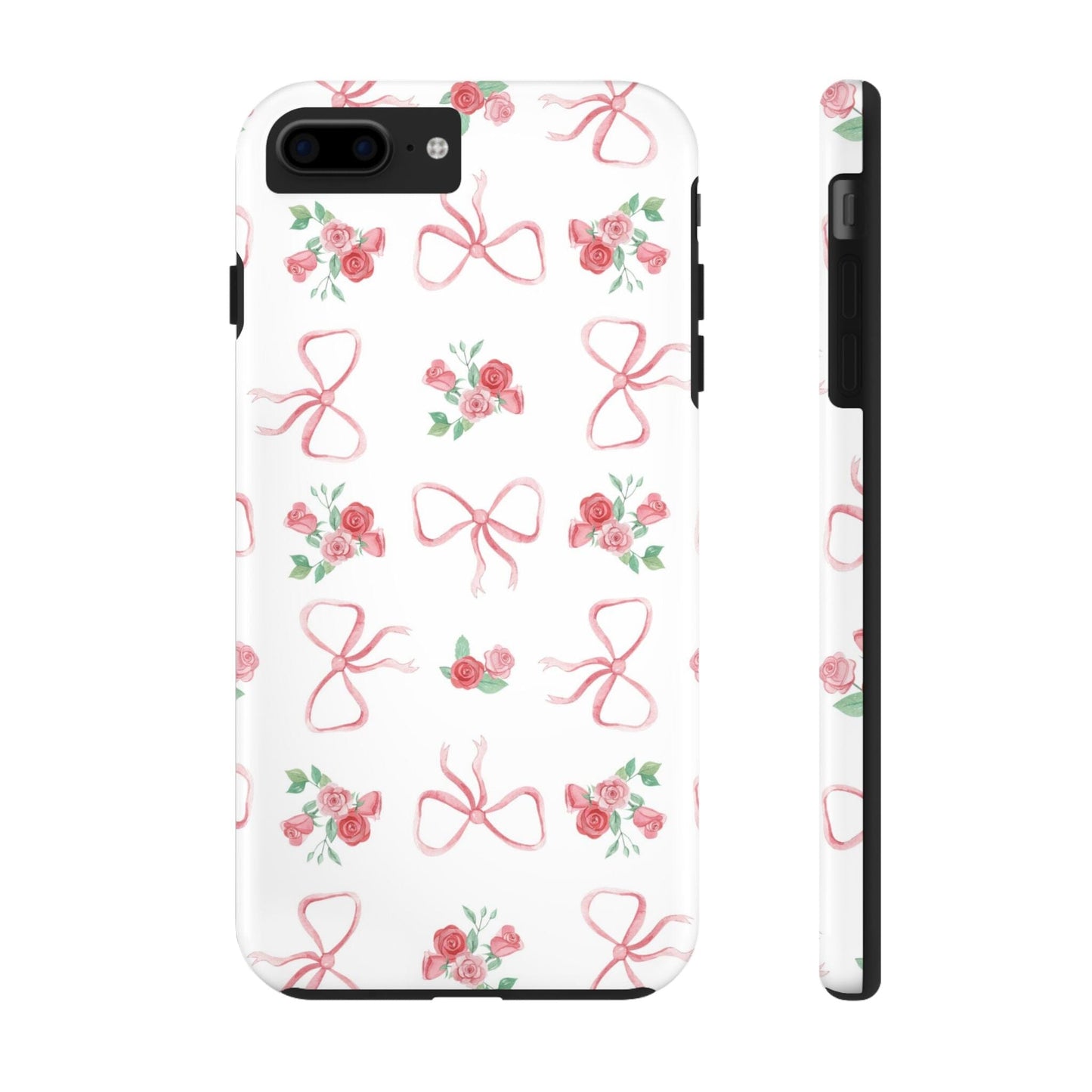 Coquette Pink Bows and Roses Tough Phone Case, Compatable with iPhone & Samsung Galaxy Models Phone Case Printify iPhone 15