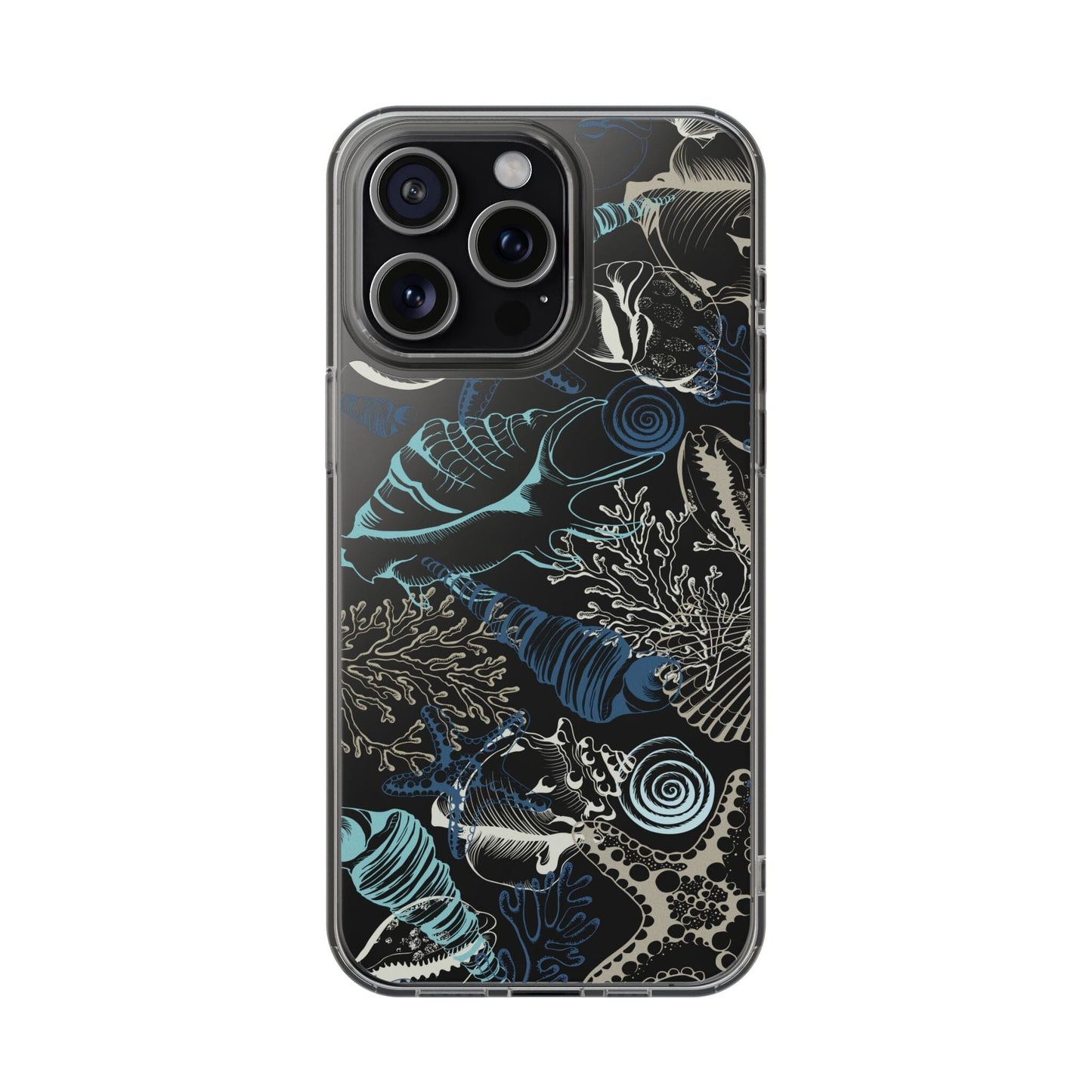 Clear iPhone Case • Blue Seashells Phone Case - Fits Most iPhone and Samsung Phones Phone Case Printify iPhone 15 Pro Max Without gift packaging