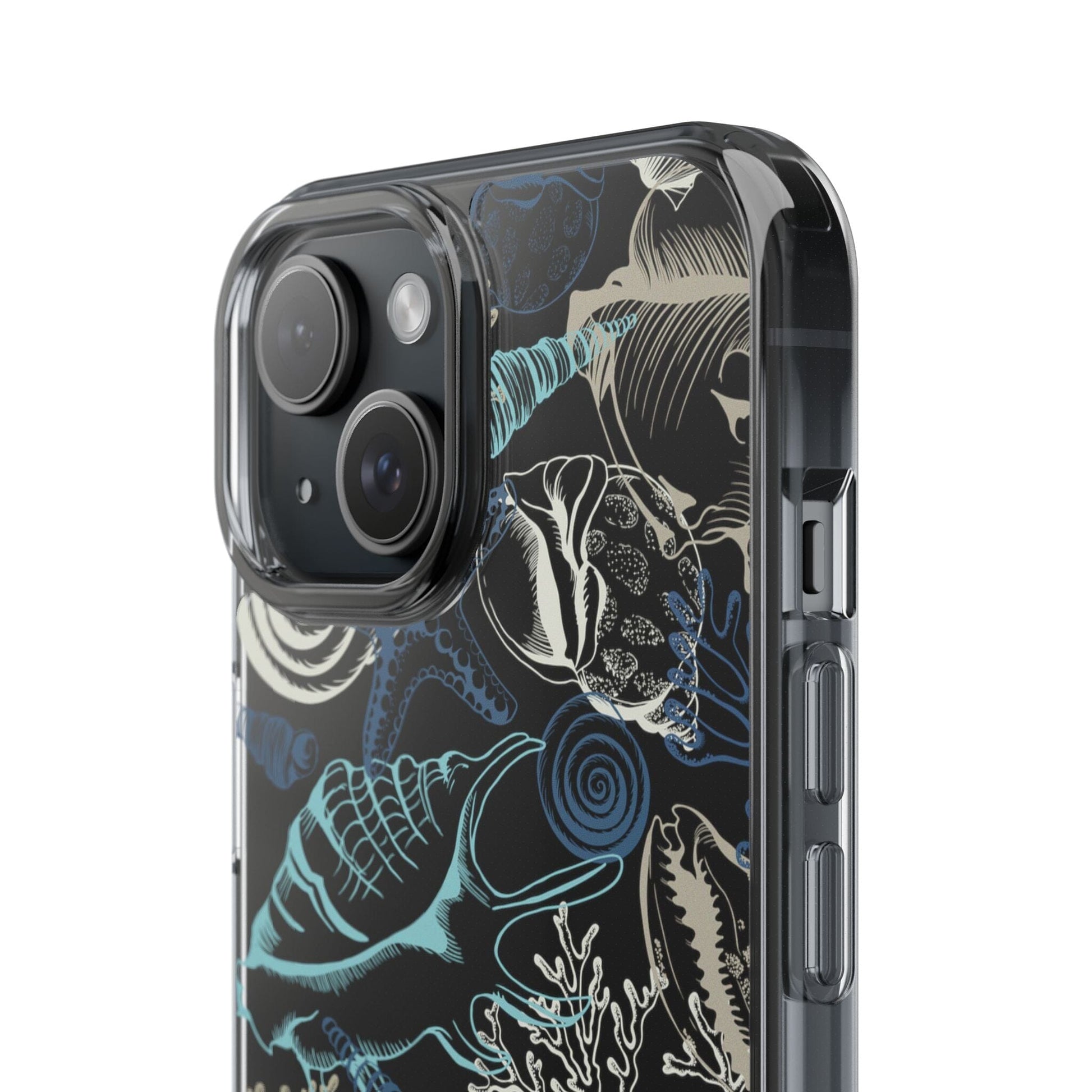 Clear iPhone Case • Blue Seashells Phone Case - Fits Most iPhone and Samsung Phones Phone Case Printify