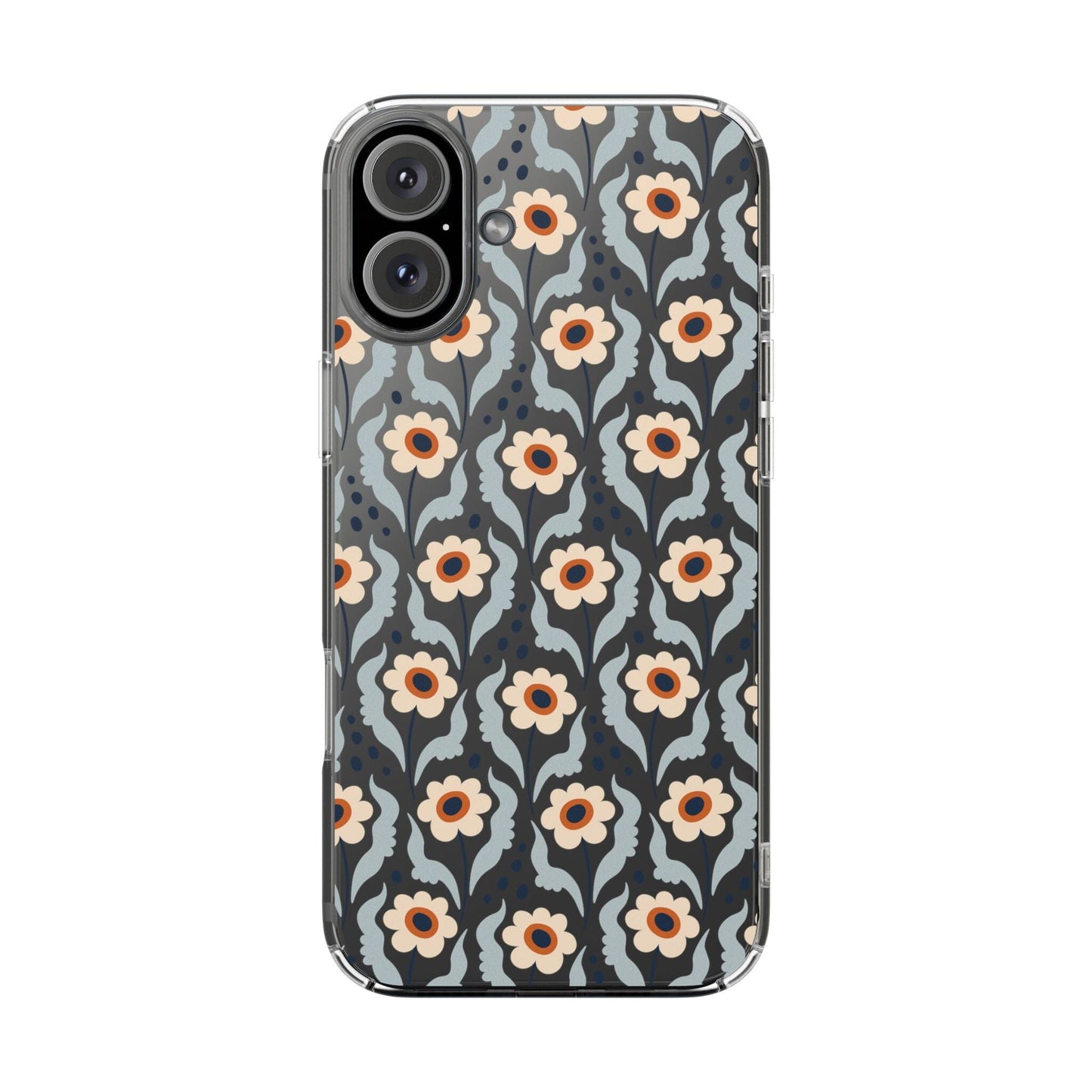 Retro Daisies Clear Phone Case • Designed to fit Most iPhone and Samsung Phones Phone Case Printify iPhone 16 Plus Without gift packaging
