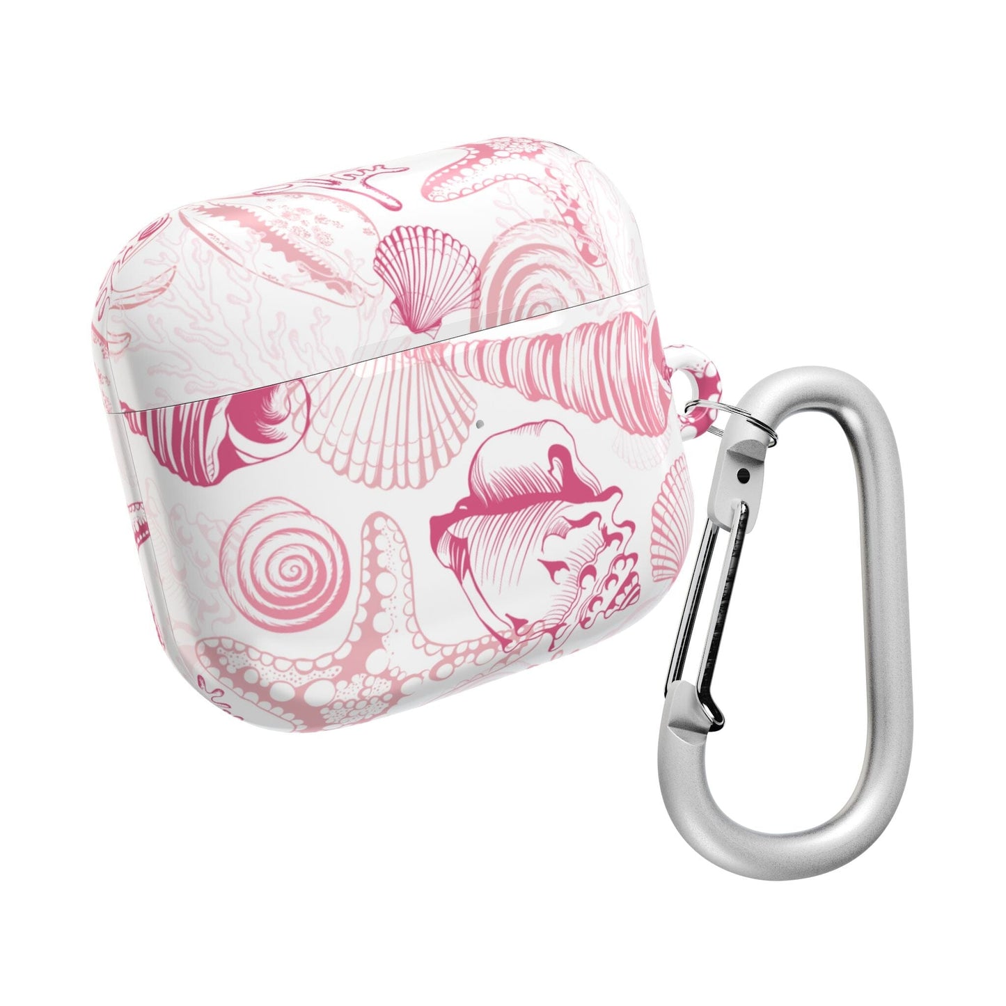 Pink Seashell AirPod Case, Ocean-Inspired Earbud Cover • Cute Summer Phone Accessories Accessories Printify AirPods Gen 3 White Glossy