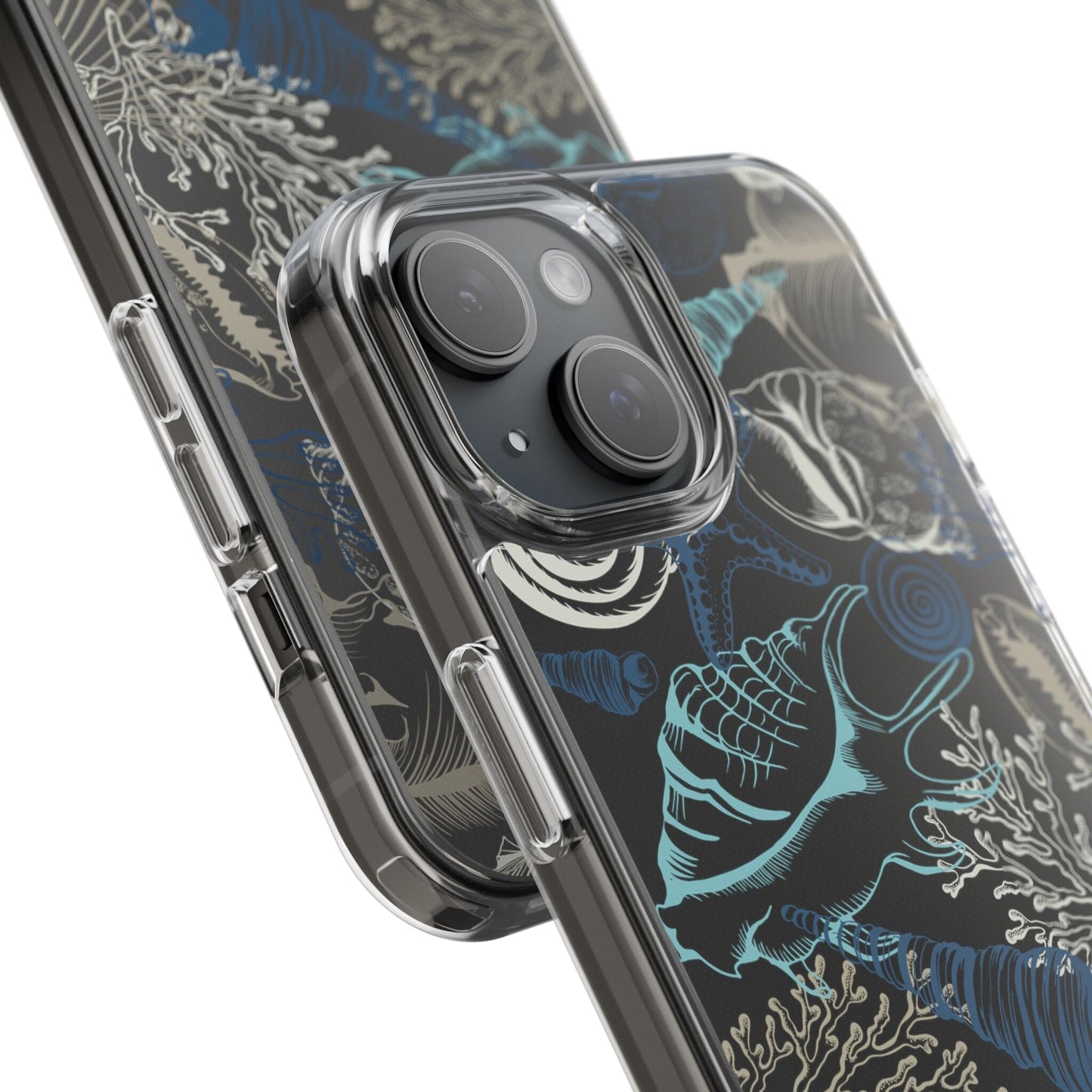 Clear iPhone Case • Blue Seashells Phone Case - Fits Most iPhone and Samsung Phones Phone Case Printify