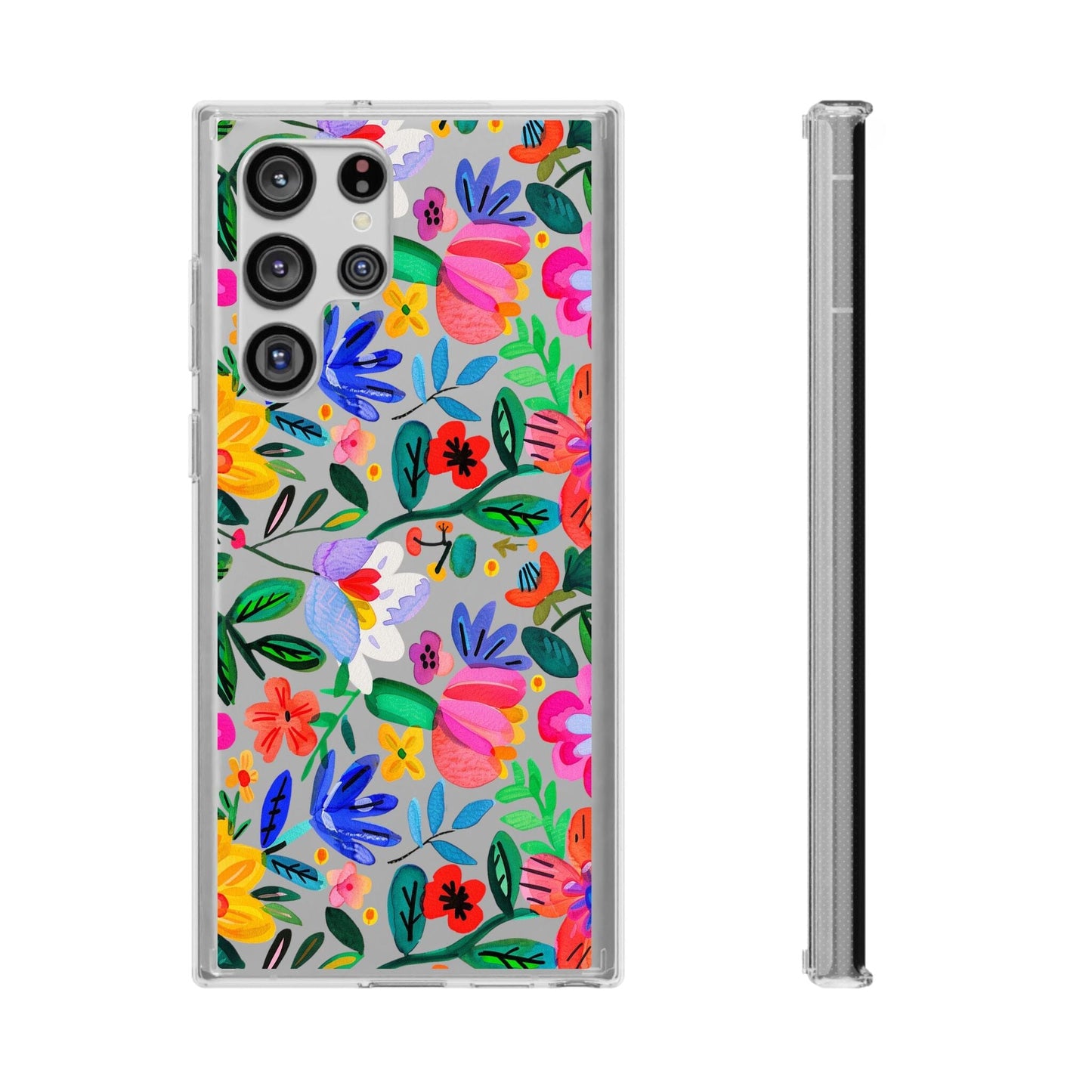 Folk Art Flowers Clear Phone Cases • Summer Floral Phone Case Designed to fit most iPhone and Samsung Phones Phone Case Printify Samsung Galaxy S22 Ultra Without gift packaging