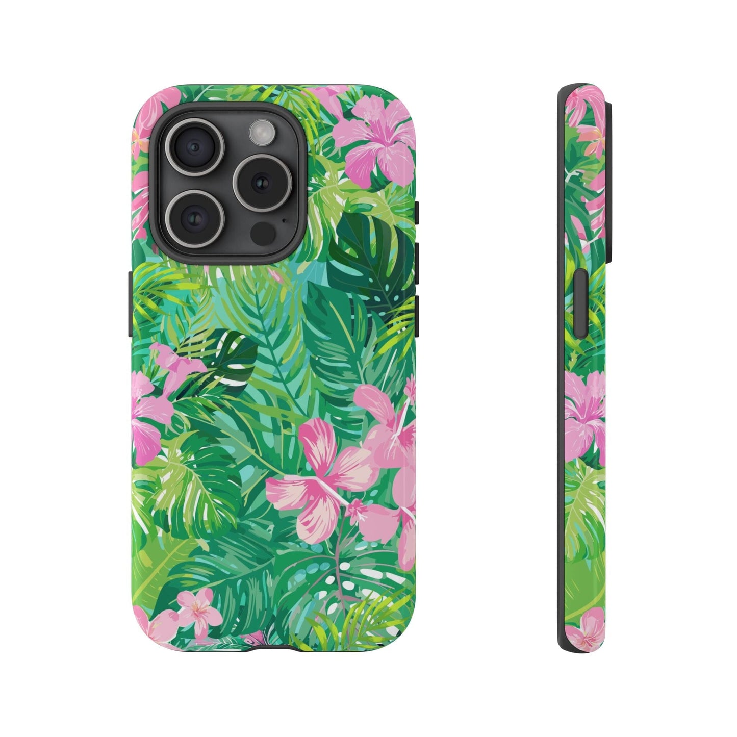 Tropical Pink Phone Case • Designed to Fit Most iPhone, Samsung and Google Models Phone Case Printify iPhone 15 Pro Glossy