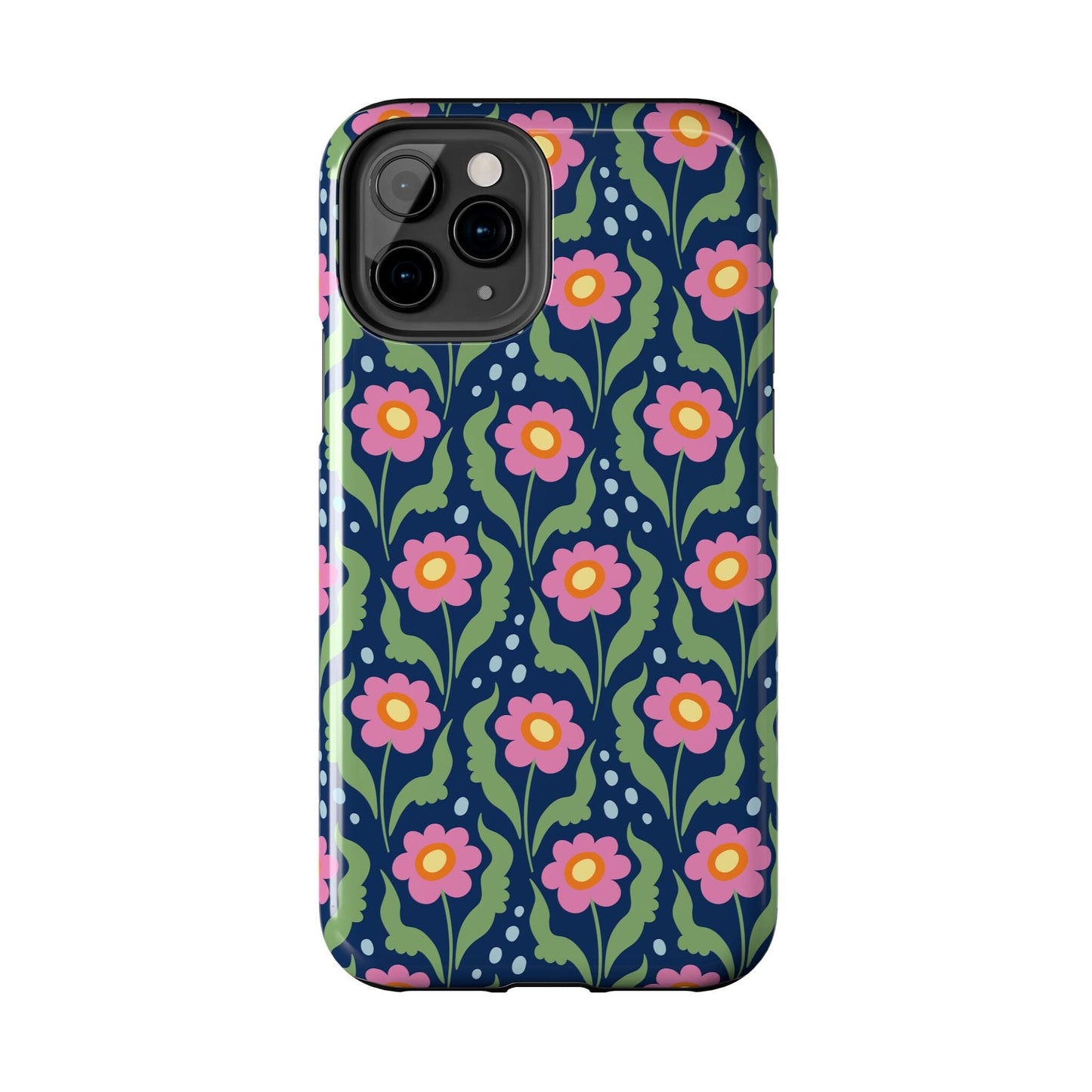 Retro Daisies Tough Phone Cases • Blue Floral Phone Case Designed to Fit Most iPhone and Samsung Phones Phone Case Printify