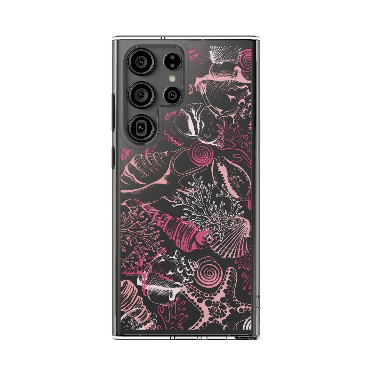 Pink Seashells Phone Case, Clear Summer Phone Cases Compatible with most iPhone and Samsung Galaxy Models Phone Case Printify Samsung Galaxy S23 Ultra