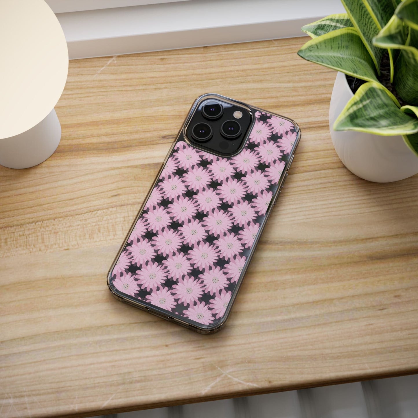 Retro Daisies Clear Floral Phone Case • Designed to fit most iPhone and Samsung Phones Phone Case Printify iPhone 14 Pro Max