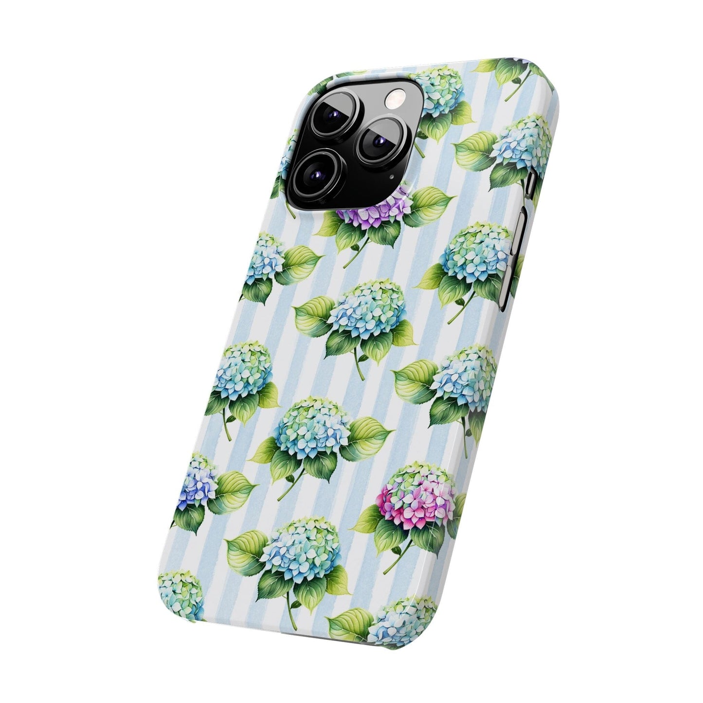 Floral Phone Case, Coastal Hydrangea Floral Phone Case, French Blue Vanilla Girl Aesthetic ~ iPhone 12, iPhone 13, iPhone 14, iPhone 15 Phone Case Printify