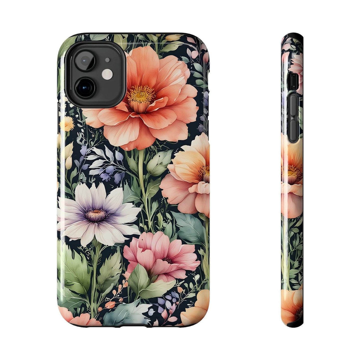Fall Blue Floral Phonecases, Cute Boho Aesthetic Tough Cases Compatible with most iPhone and Samsung Galaxy Models Phone Case Printify iPhone 15