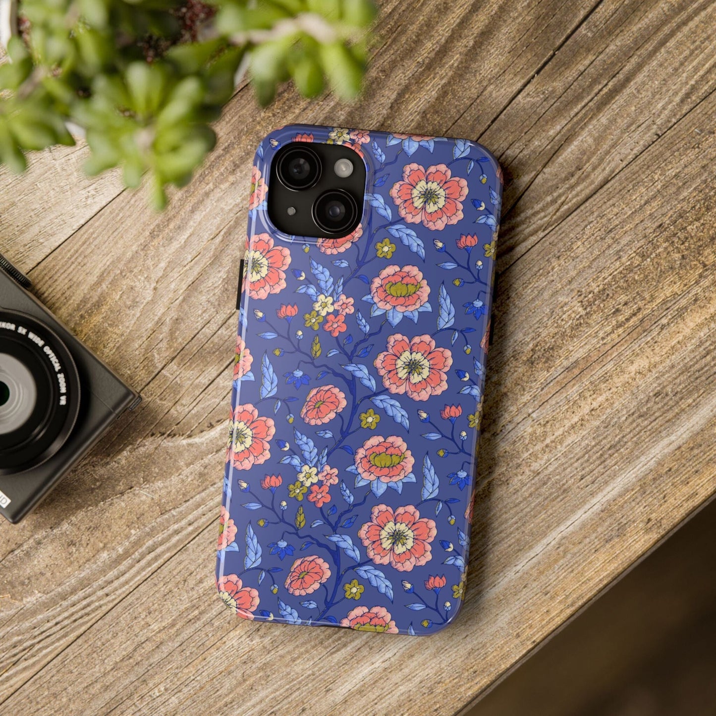 Floral iPhone 16 Case, Preppy Chinoiserie Pattern • Tough Phone Case Designed to Fit Most iPhone and Samsung Models Phone Case Printify iPhone 15 Plus