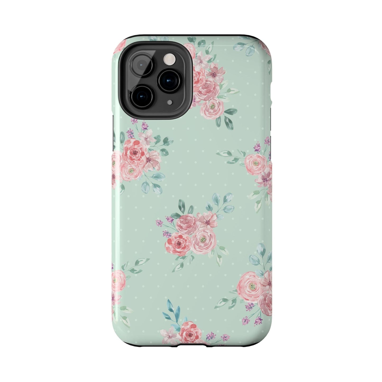 Green Floral Phone Case, Summer Flower Phonecases, Coquette Aesthetic iPhone Case for 15 14 13 12 Cell Phone Covers Phone Case Printify