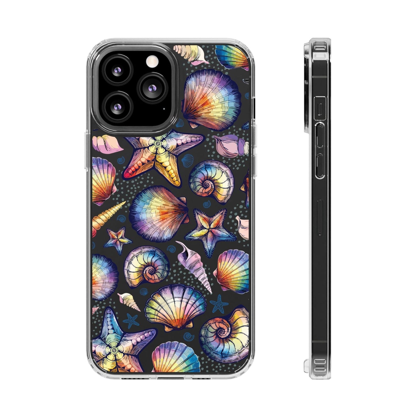 Rainbow Seashell Clear Phone Cases • Designed to fit most iPhone and Samsung Phones Phone Case Printify iPhone 13 Pro Max Without gift packaging