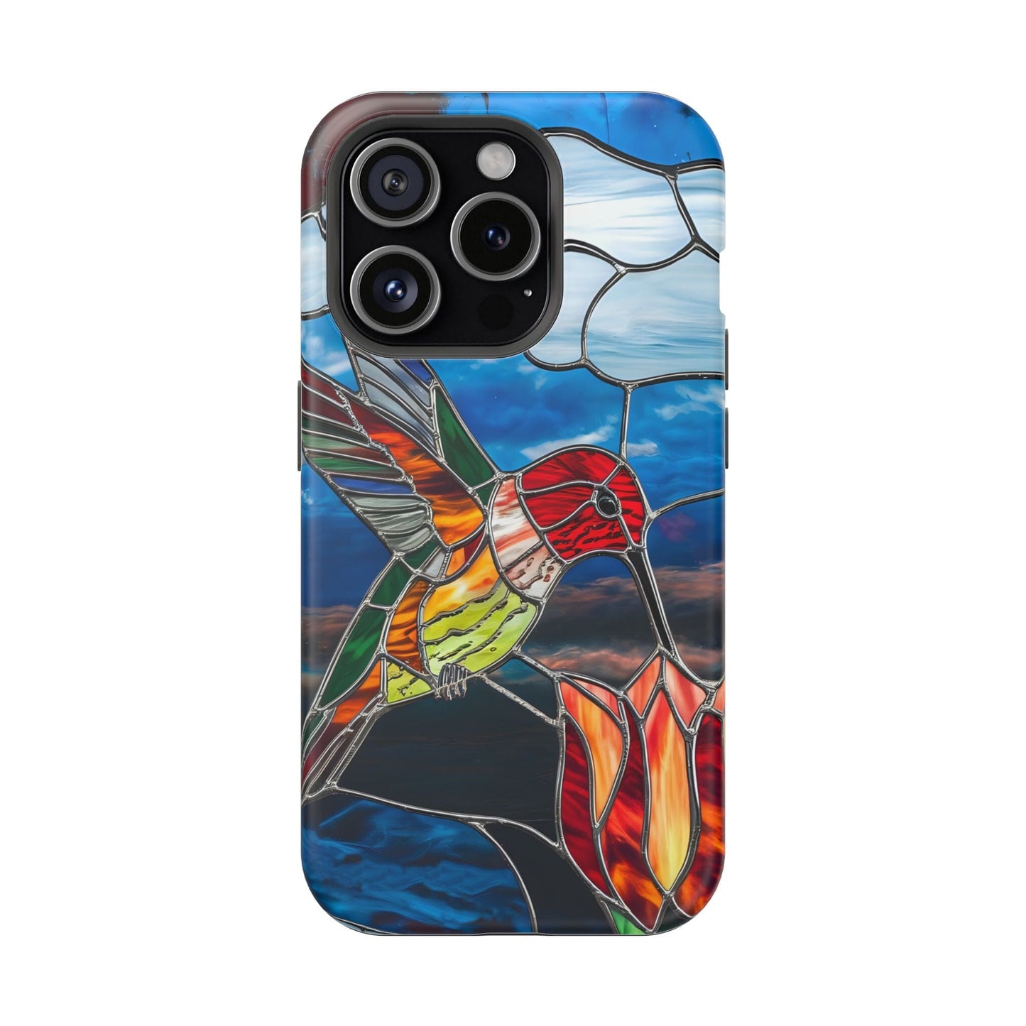 Stained Glass Humming Bird Phone Case, Tough Phonecase designed to fit iPhone and Galaxy Bird Lover Gifts Phone Case Printify iPhone 15 Pro Matte Without gift packaging