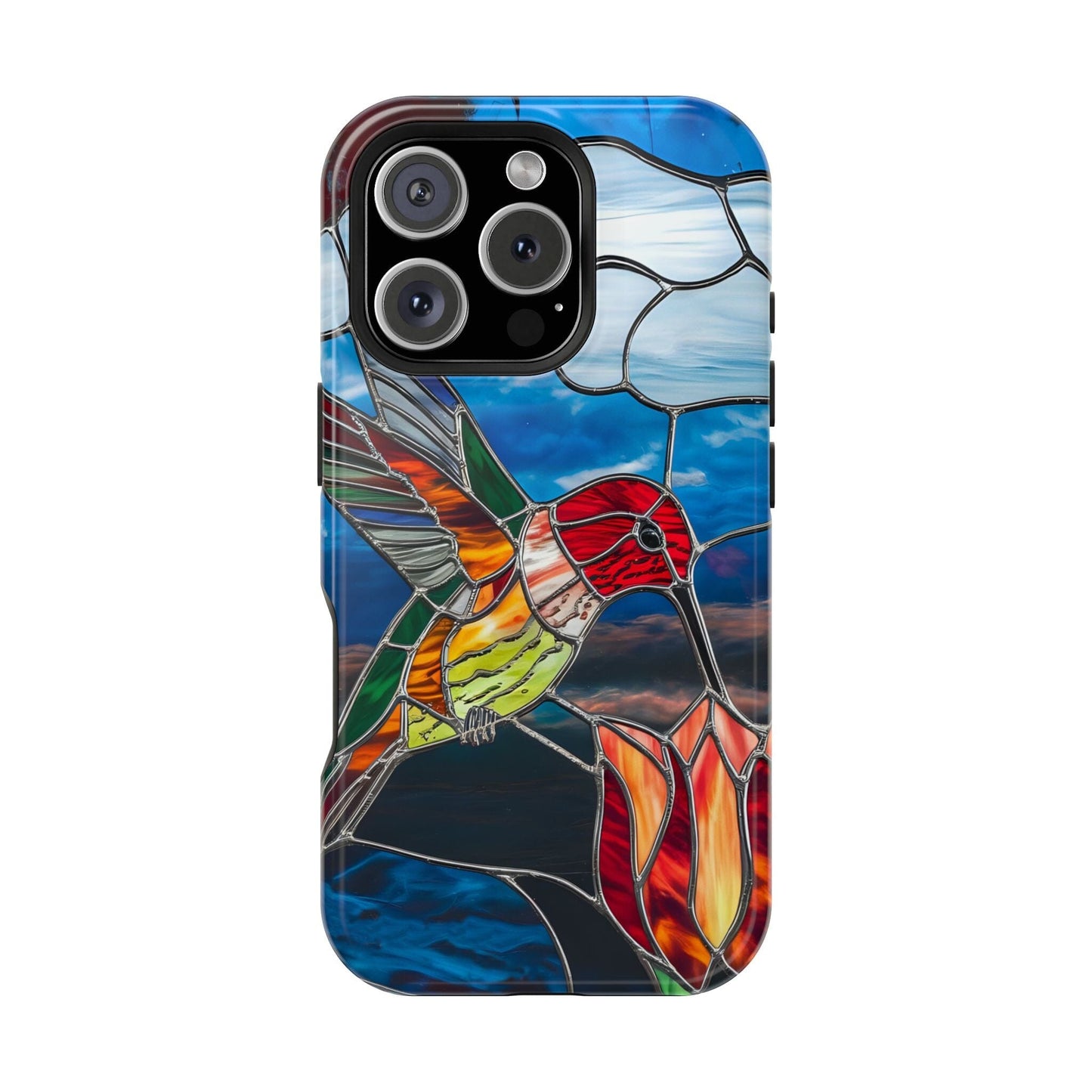Stained Glass Humming Bird Phone Case, Tough Phonecase designed to fit iPhone and Galaxy Bird Lover Gifts Phone Case Printify iPhone 16 Pro Glossy Without gift packaging