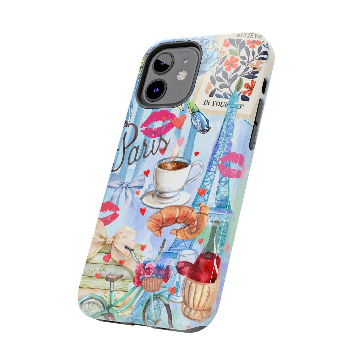 Coquette In Paris, Collage Phone Case, Floral Bookish Aesthetic, Preppy Stuff ~ Cell Phone Case for iPhone 12, iPhone 13, iPhone 14 & 15 Phone Case Printify