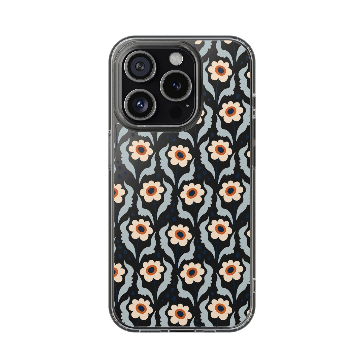 Retro Daisies Clear Phone Case • Designed to fit Most iPhone and Samsung Phones Phone Case Printify iPhone 15 Pro Without gift packaging