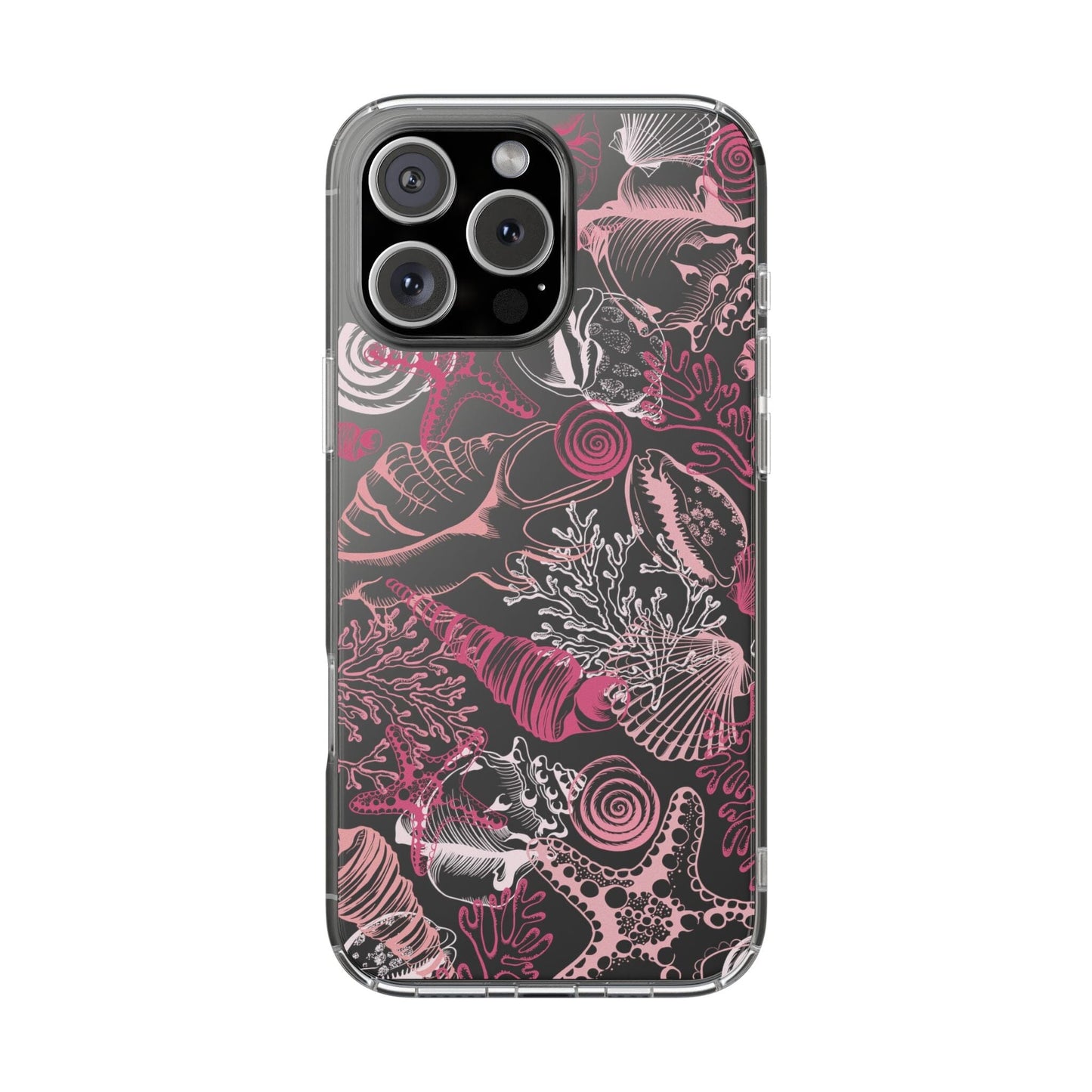 Pink Seashells Phone Case, Clear Summer Phone Cases Compatible with most iPhone and Samsung Galaxy Models Phone Case Printify iPhone 16 Pro Max