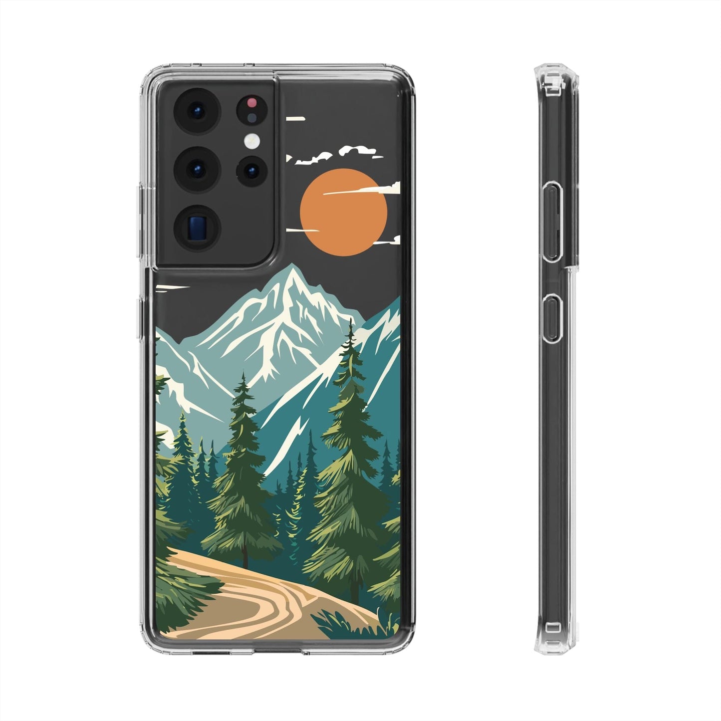Clear Phone Cases • Adventure Awaits Mountain Scene Transparent Phonecases Designed to fit iPhone & Samsung Phone Case Printify Samsung Galaxy S21 Ultra Without gift packaging