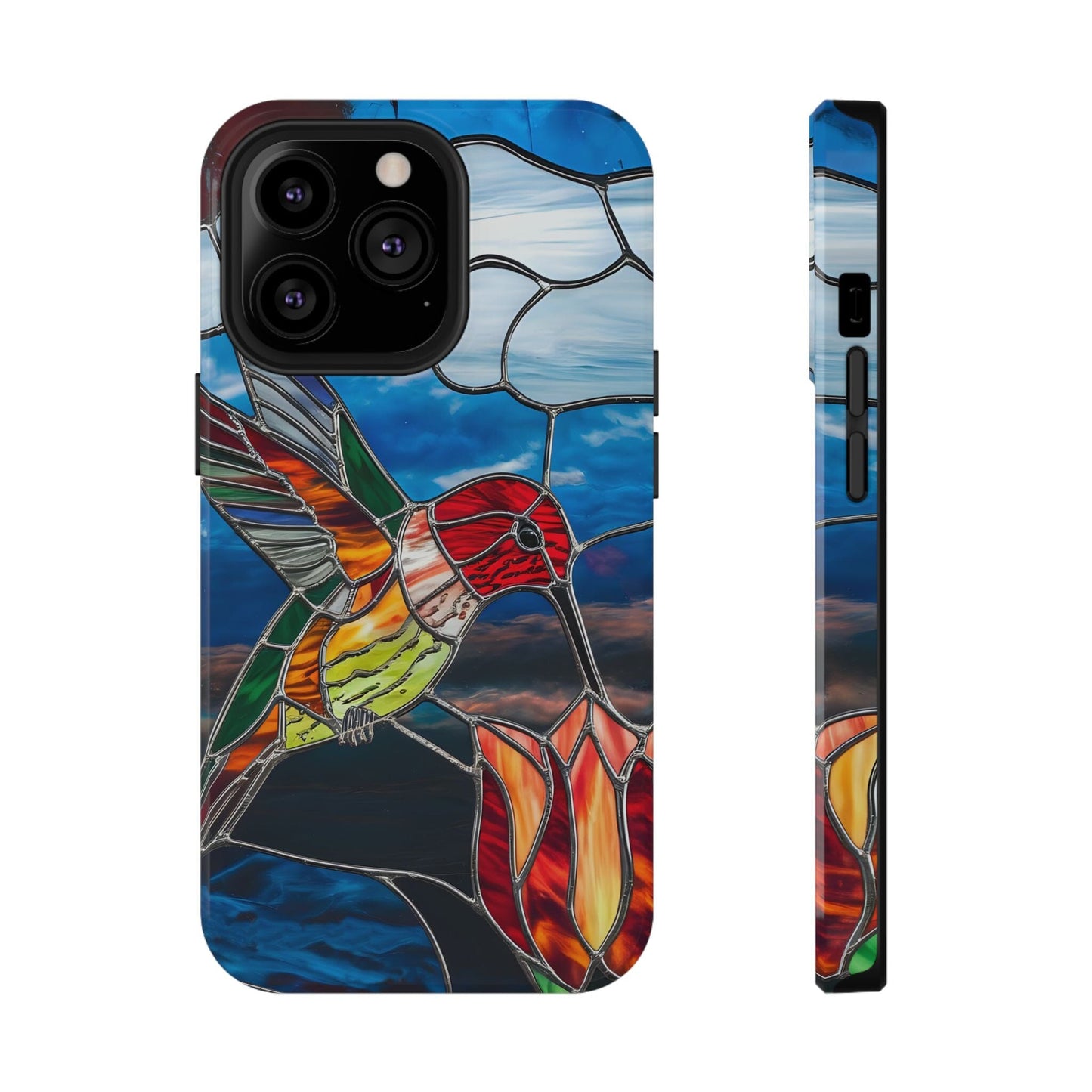 Stained Glass Humming Bird Phone Case, Tough Phonecase designed to fit iPhone and Galaxy Bird Lover Gifts Phone Case Printify iPhone 13 Pro Glossy Without gift packaging