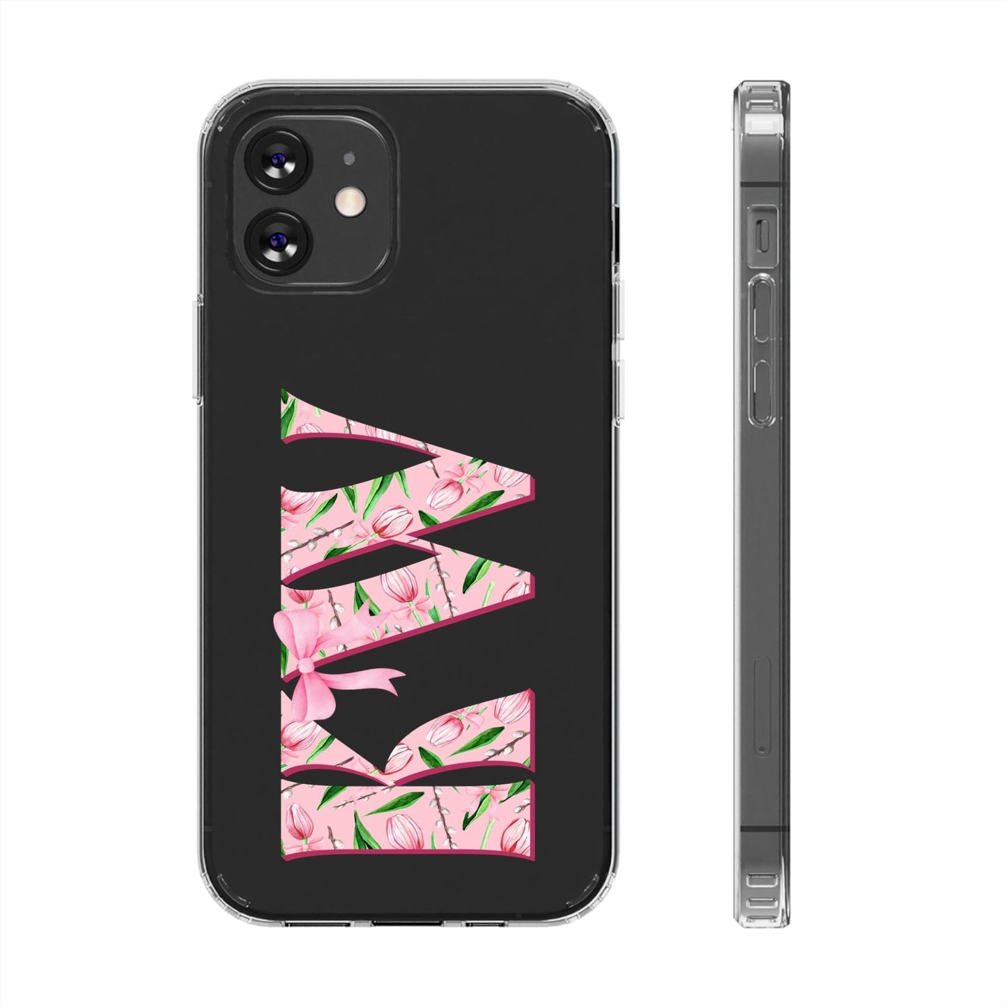 Initials iPhone 16 Pro Case, Clear Phone Cases • Designed to fit Most iPhone and Samsung Phones Phone Case Printify iPhone 12 Without gift packaging