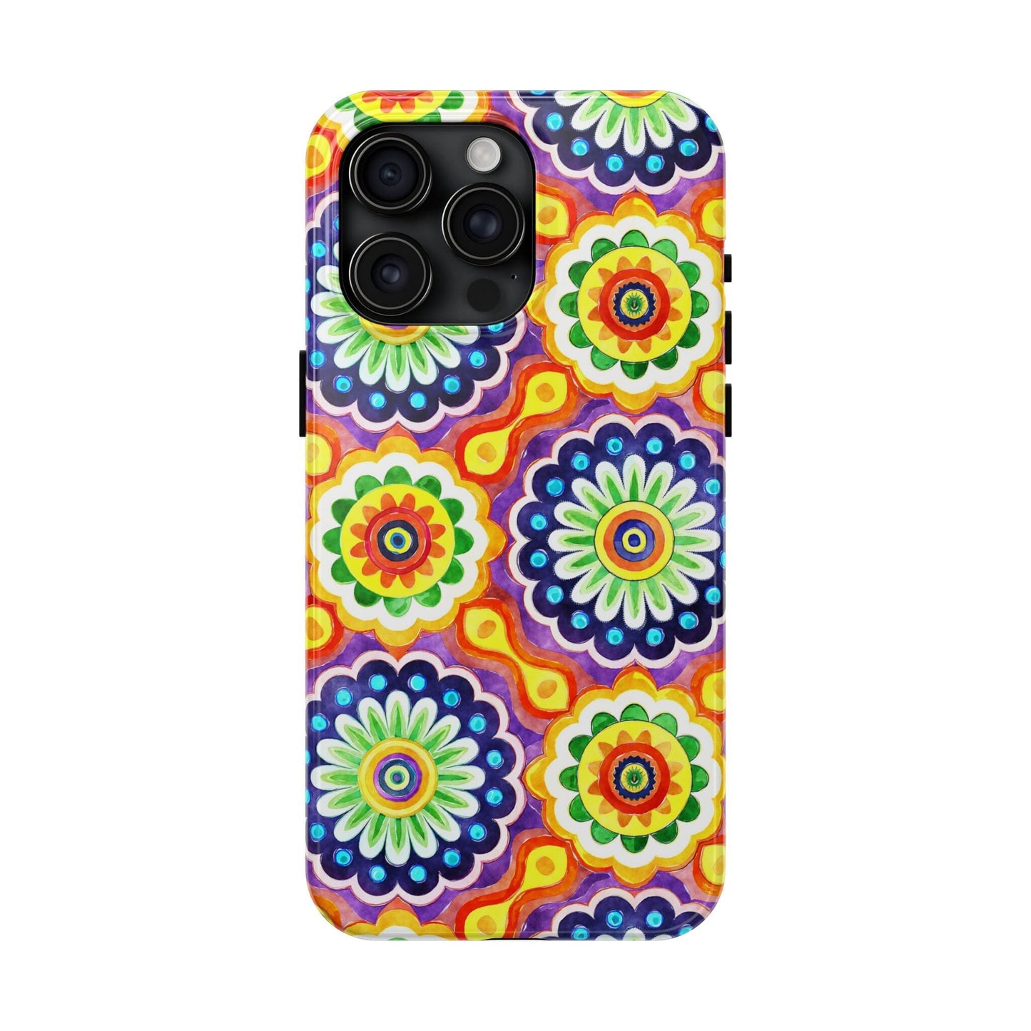 Rainbow Mandala Phone Case • Designed to Fit Most iPhone and Samsung Models Phone Case Printify iPhone 15 Pro Max